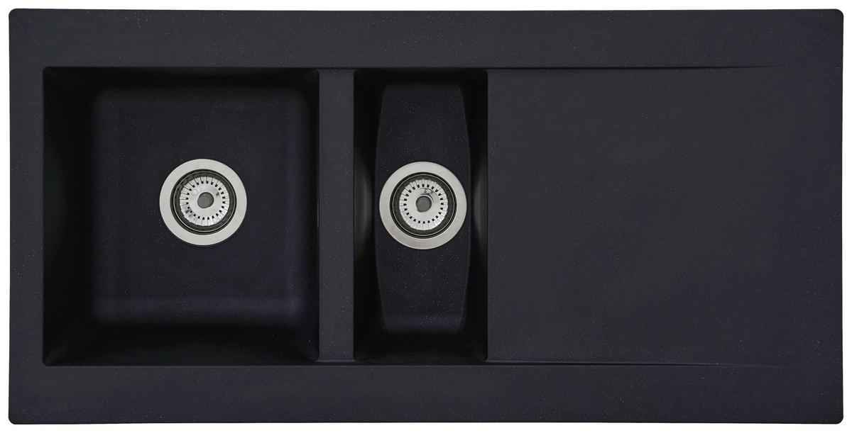Spüle Respekta Denver Kunststein Bxt: 100x50 cm - Schwarz, Trend, Glas/Kunststoff (100/20/50cm) - Respekta