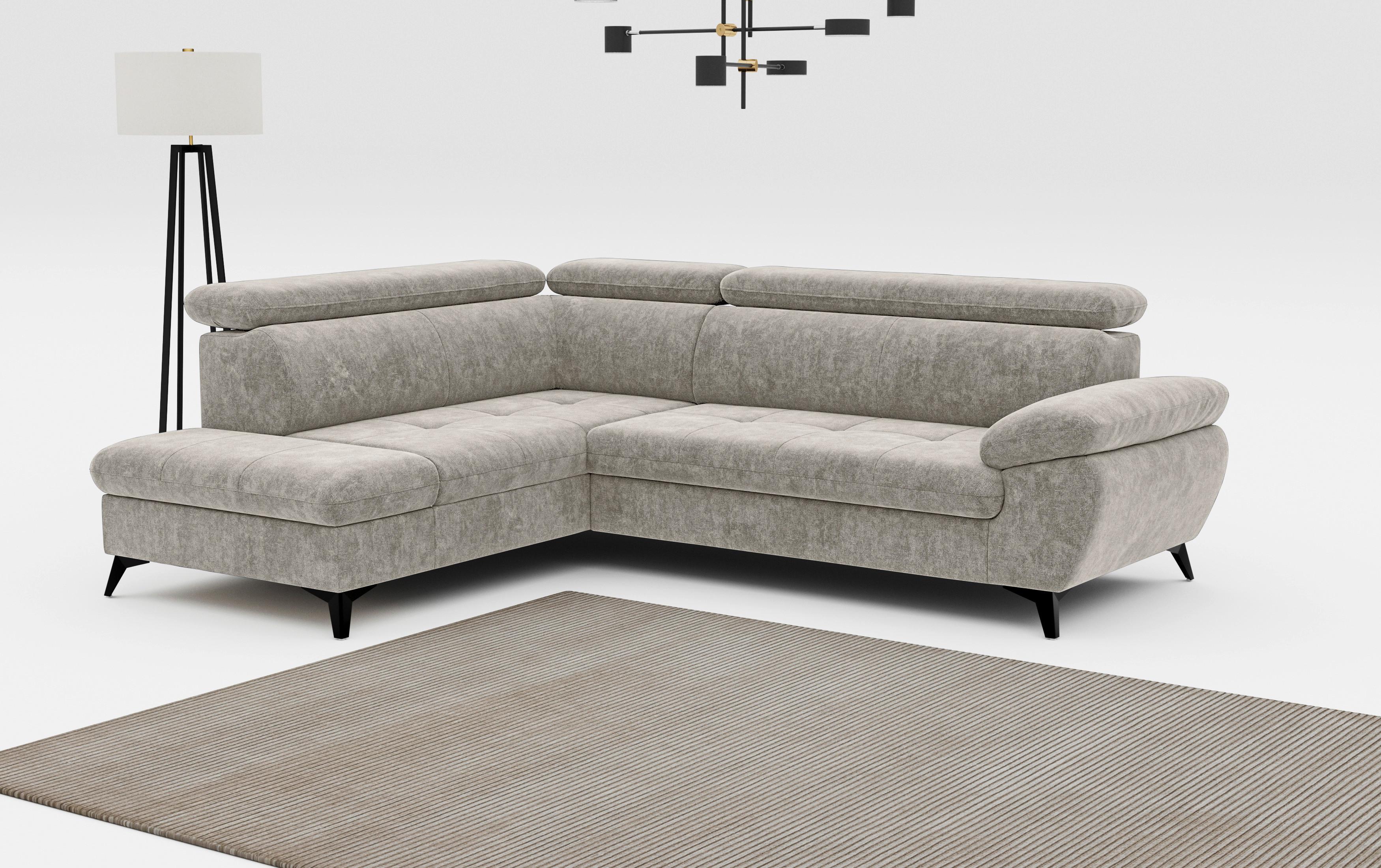 Ecksofa mit Bettkasten Hudson 207x265 cm Schlammfarben - Schlammfarben/Schwarz, Textil (207/265cm) - MID.YOU
