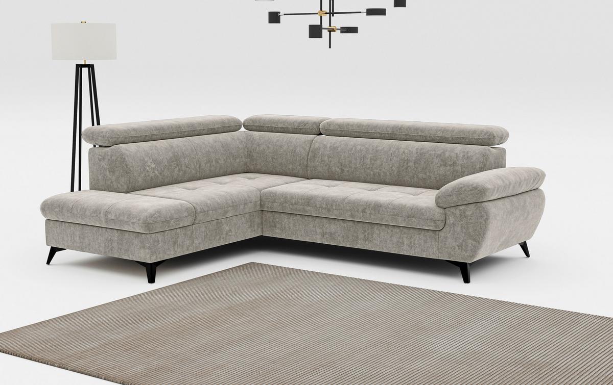 Ecksofa mit Bettkasten Hudson 207x265 cm Schlammfarben - Schlammfarben/Schwarz, Textil (207/265cm) - MID.YOU