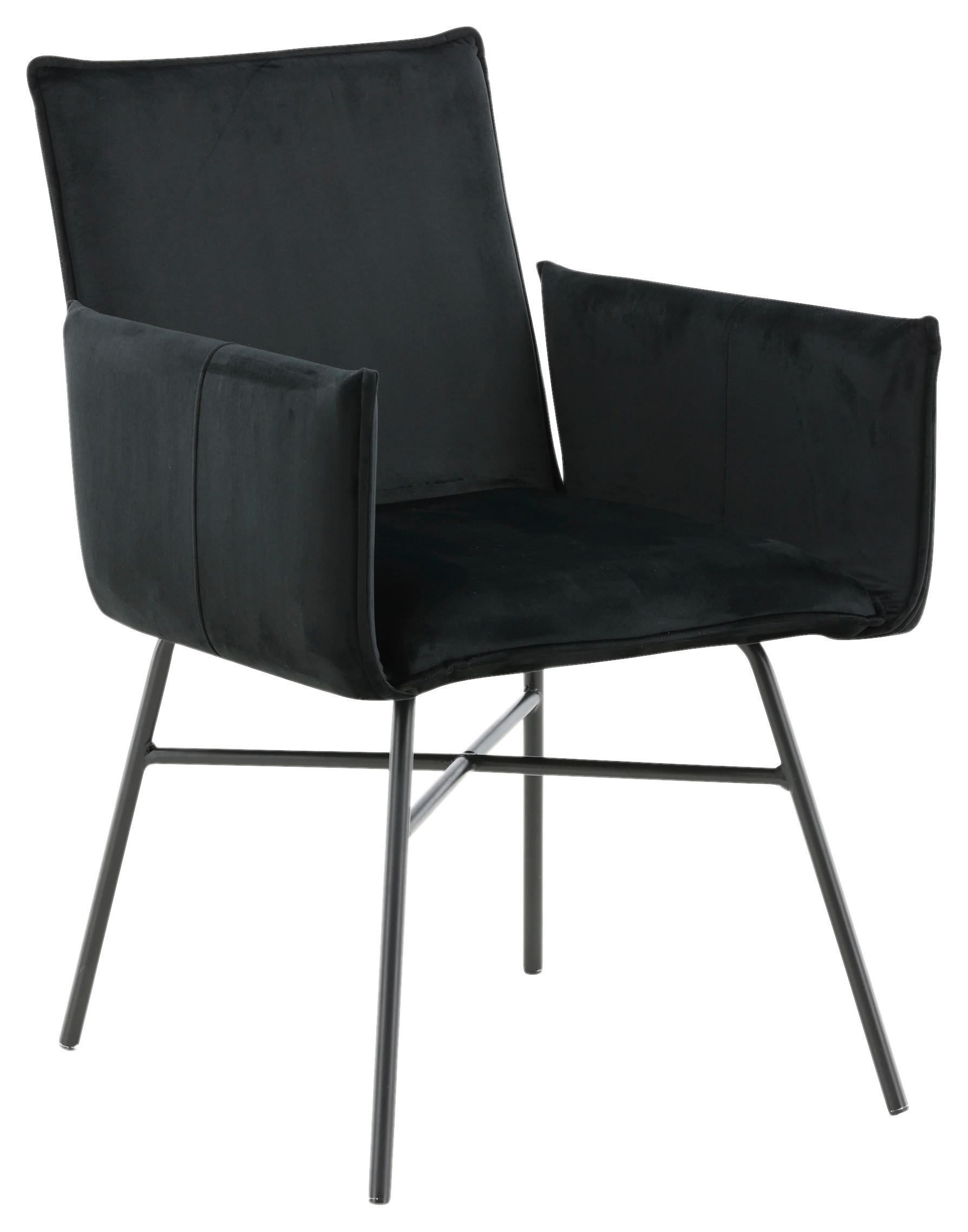 Stuhl Petra - Schwarz, Design, Textil/Metall (57/87/60cm) - Livetastic