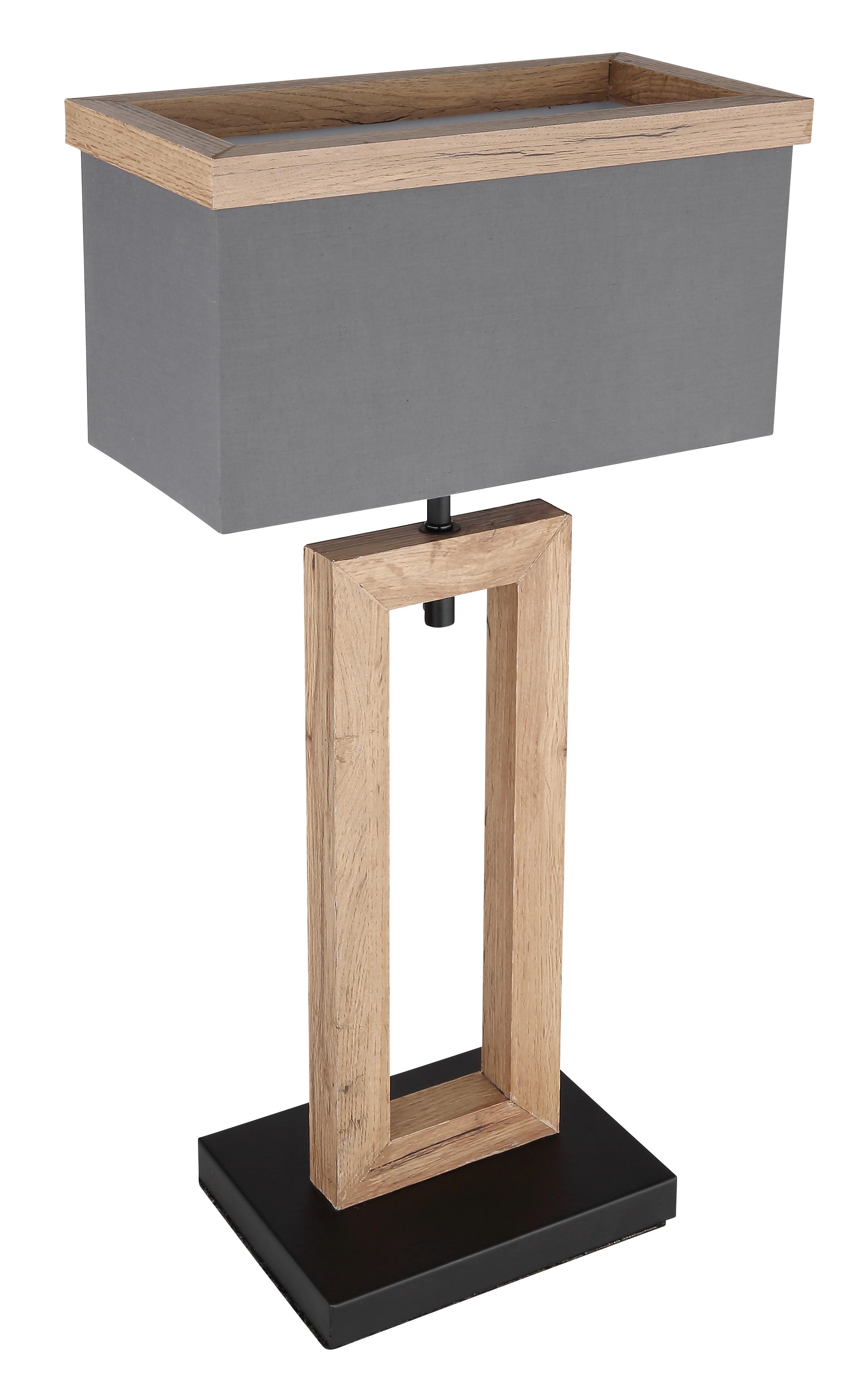 Tischleuchte 15578t - Anthrazit/Schwarz, KONVENTIONELL, Holzwerkstoff/Textil (30/15/55cm) - Globo