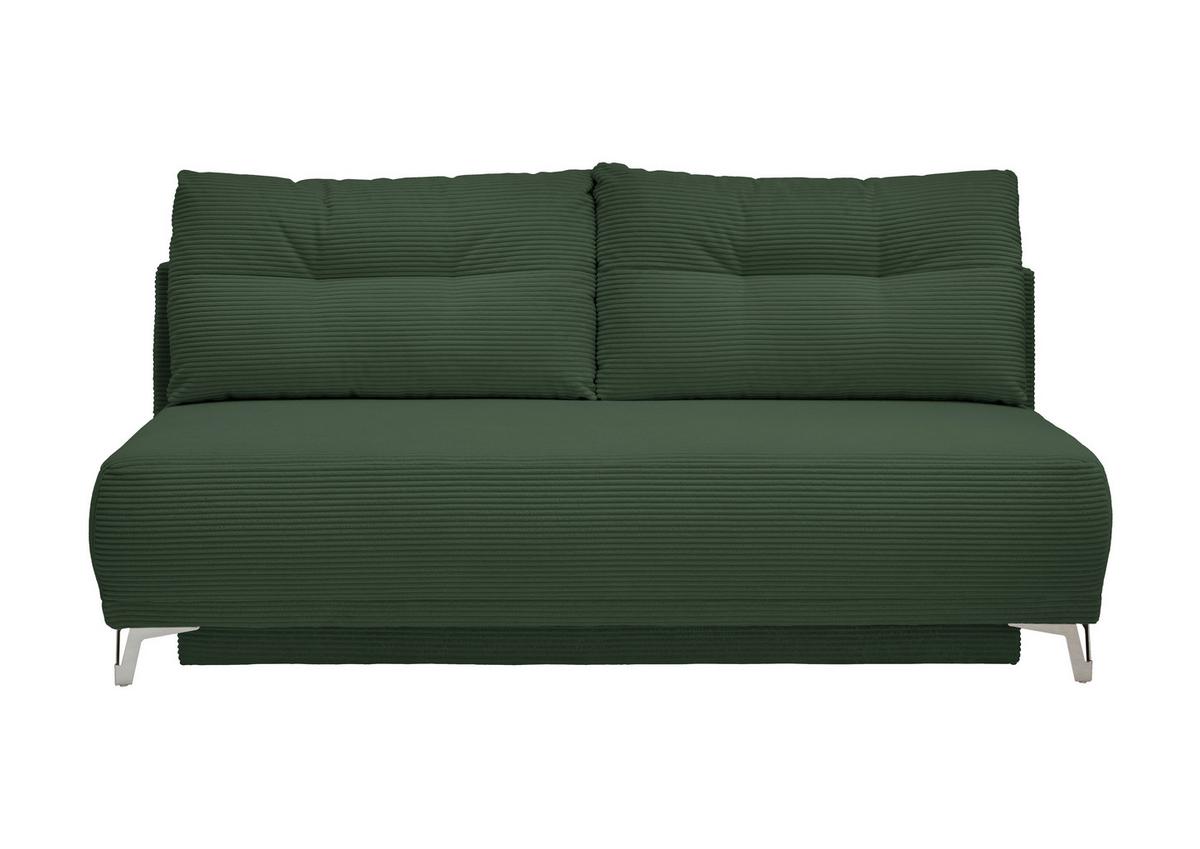 Schlafsofa Ari Grün Cord, B: 198 cm - Chromfarben/Grün, MODERN, Textil (198/90/100cm) - Livetastic