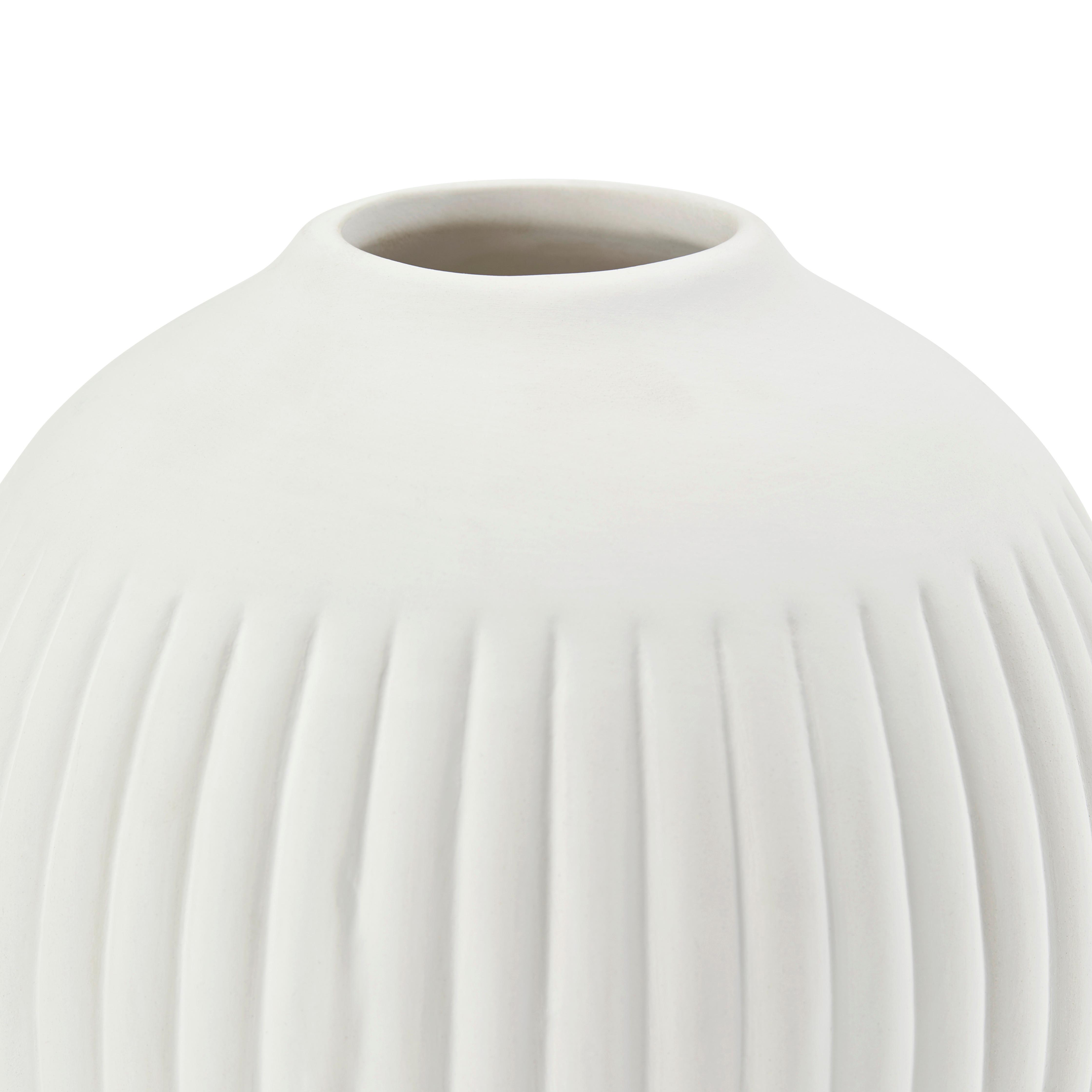 Vase Hergen Rund Aus Keramik Weiß H: 11,5 cm - Weiß, MODERN, Keramik (12/11,5cm) - Luca Bessoni