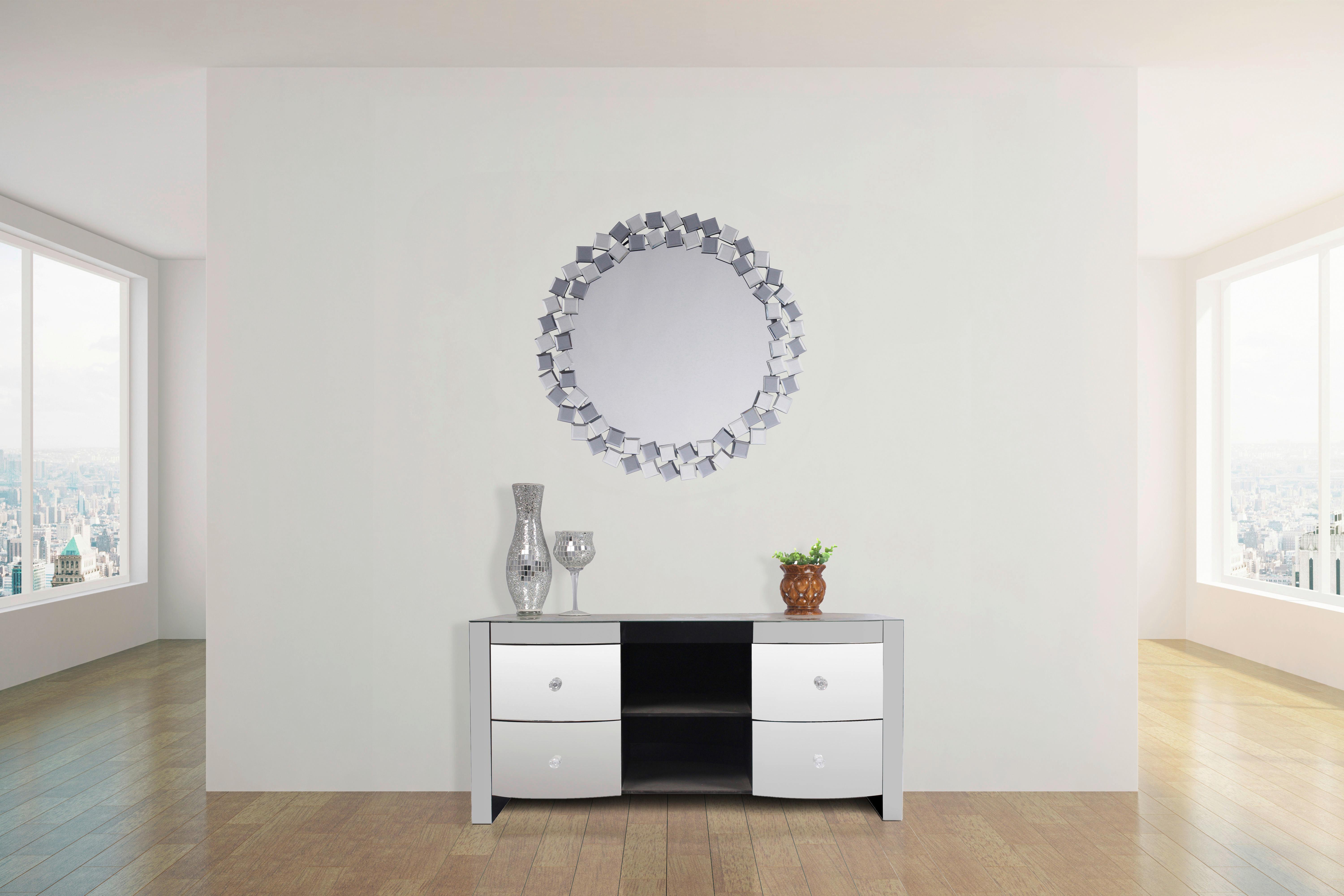 Wandspiegel Mosaic 1825 Silber / Grau - Silberfarben/Grau, Basics, Glas/Holzwerkstoff (80/80/1,6cm) - Kayoom