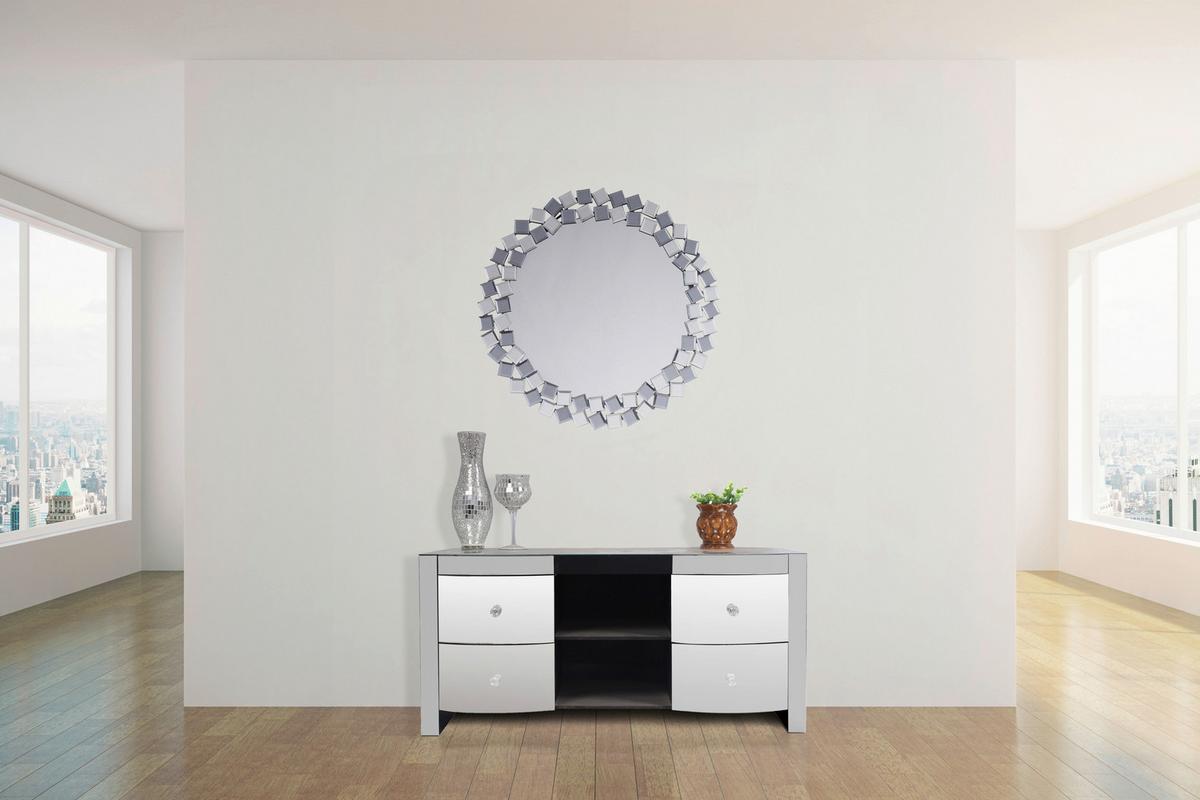 Wandspiegel Mosaic 1825 Silber / Grau - Silberfarben/Grau, Basics, Glas/Holzwerkstoff (80/80/1,6cm) - Kayoom
