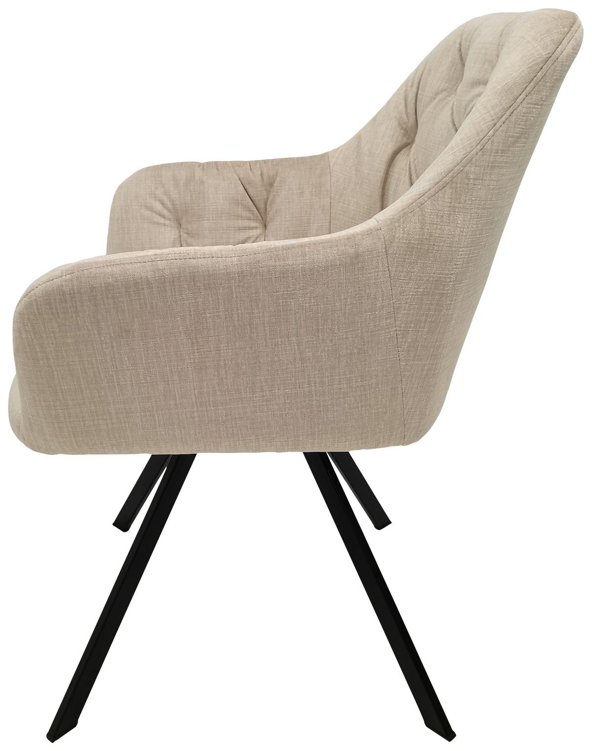 SADA ŽIDLÍ S PODRUČKAMI GEORGIA - černá/béžová, Moderní, kov/textil (57/85/62cm) - MID.YOU