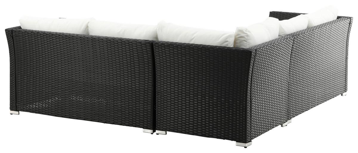 Loungegarnitur 4-Tlg Haiti aus Kunststoff mit Kissen - Schwarz, KONVENTIONELL, Kunststoff - Gardenson