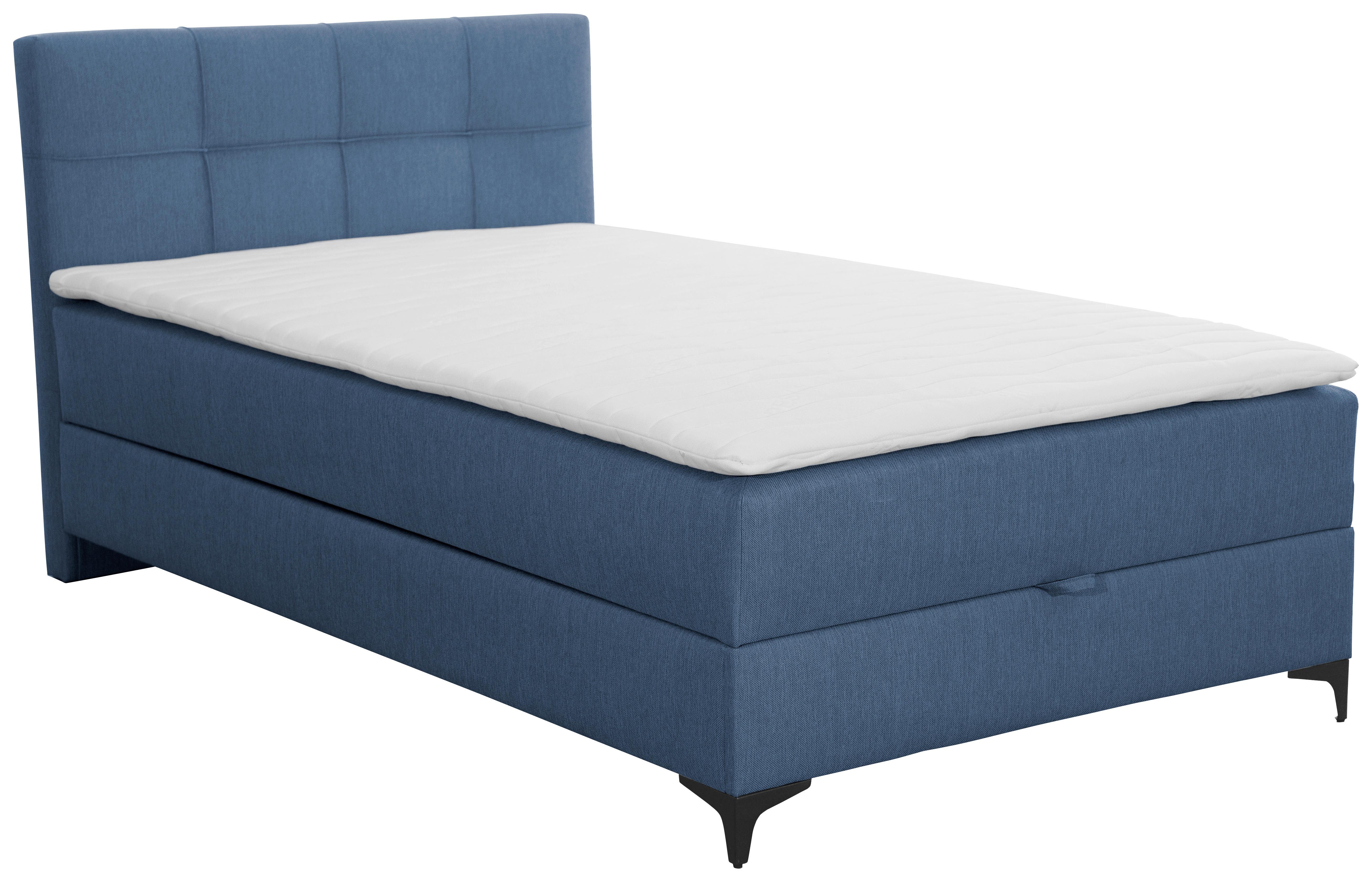 Polsterbett mit Bettkasten 100x200 Freddie Blau - Blau/Schwarz, KONVENTIONELL, Textil (100/200cm)