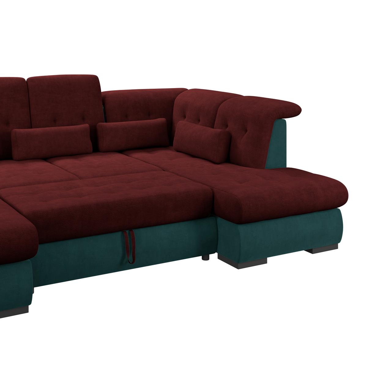 Wohnlandschaft Madera Rubinrot S: 358x212 cm - Türkis/Rot, KONVENTIONELL, Kunststoff/Textil (190/358/212cm)
