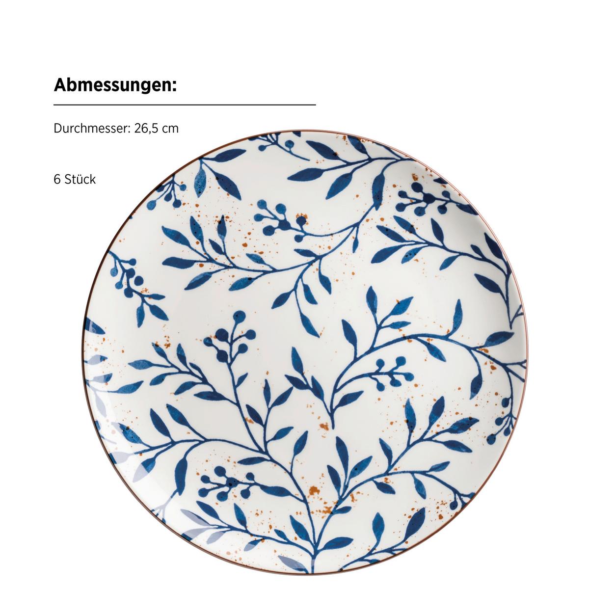Tellerset 18--Teilig Keramik, Blau, Braun, Weiß - Blau/Braun, Basics, Keramik - Mäser