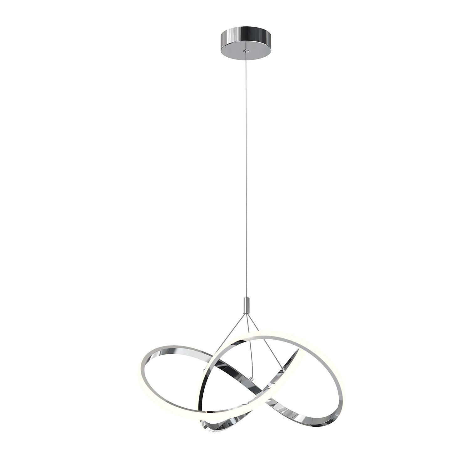 LED-Hängeleuchte Loop Klar Chromfarben L: 50 cm - Klar/Chromfarben, Design, Glas/Metall (50/50/150cm)