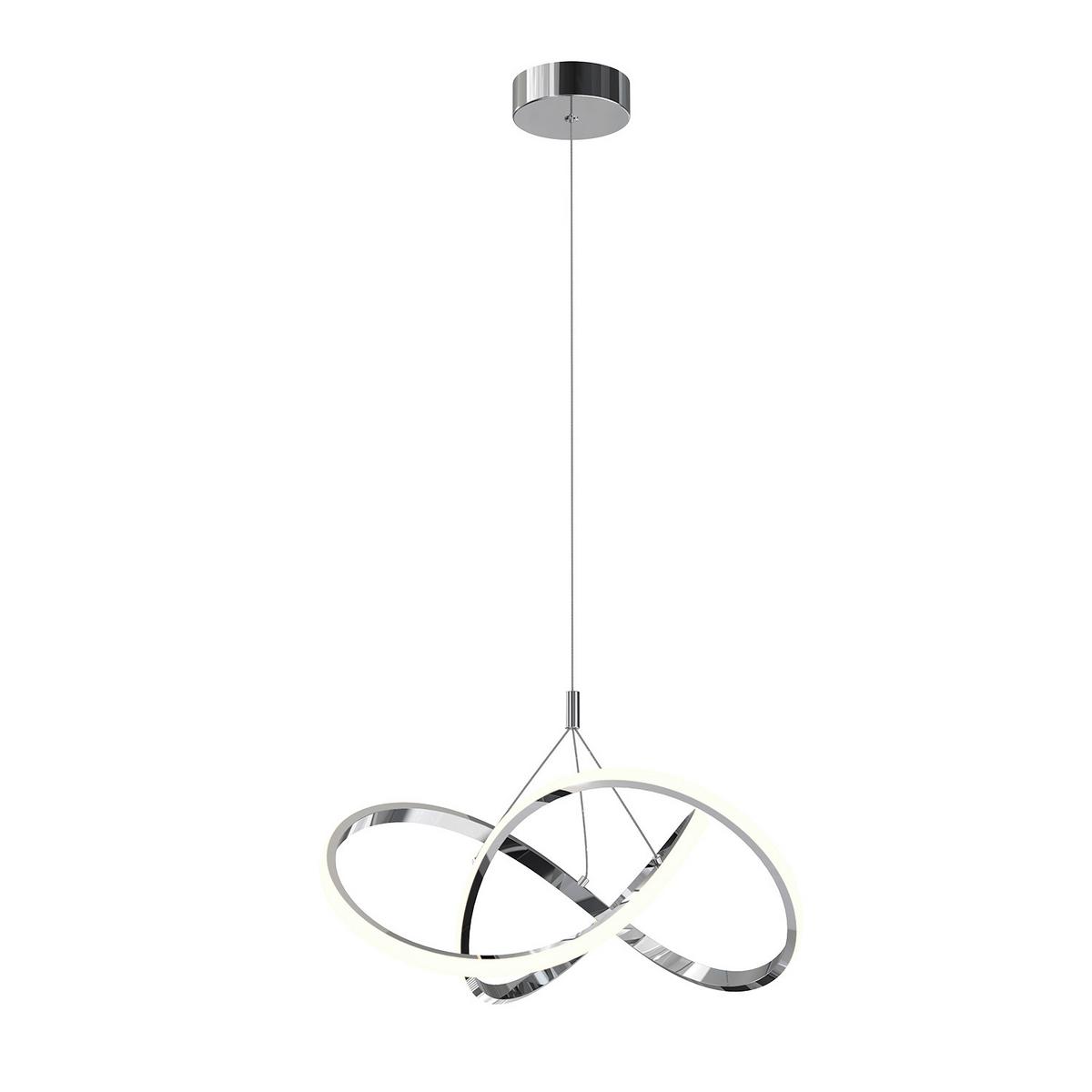 LED-Hängeleuchte Loop Klar Chromfarben L: 50 cm - Klar/Chromfarben, Design, Glas/Metall (50/50/150cm)