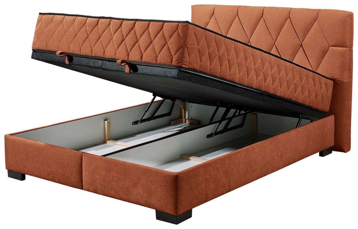 Boxbett Nagol B - Cognac/Schwarz, MODERN, Holzwerkstoff/Textil (140/200cm) - MID.YOU