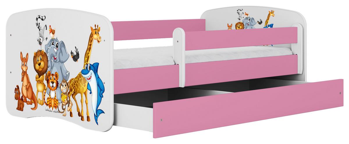 Kinder-/Juniorbett Babydreams inkl. Matratze 80x160 - Pink/Birkefarben, MODERN, Holz/Holzwerkstoff (80/160cm) - MID.YOU