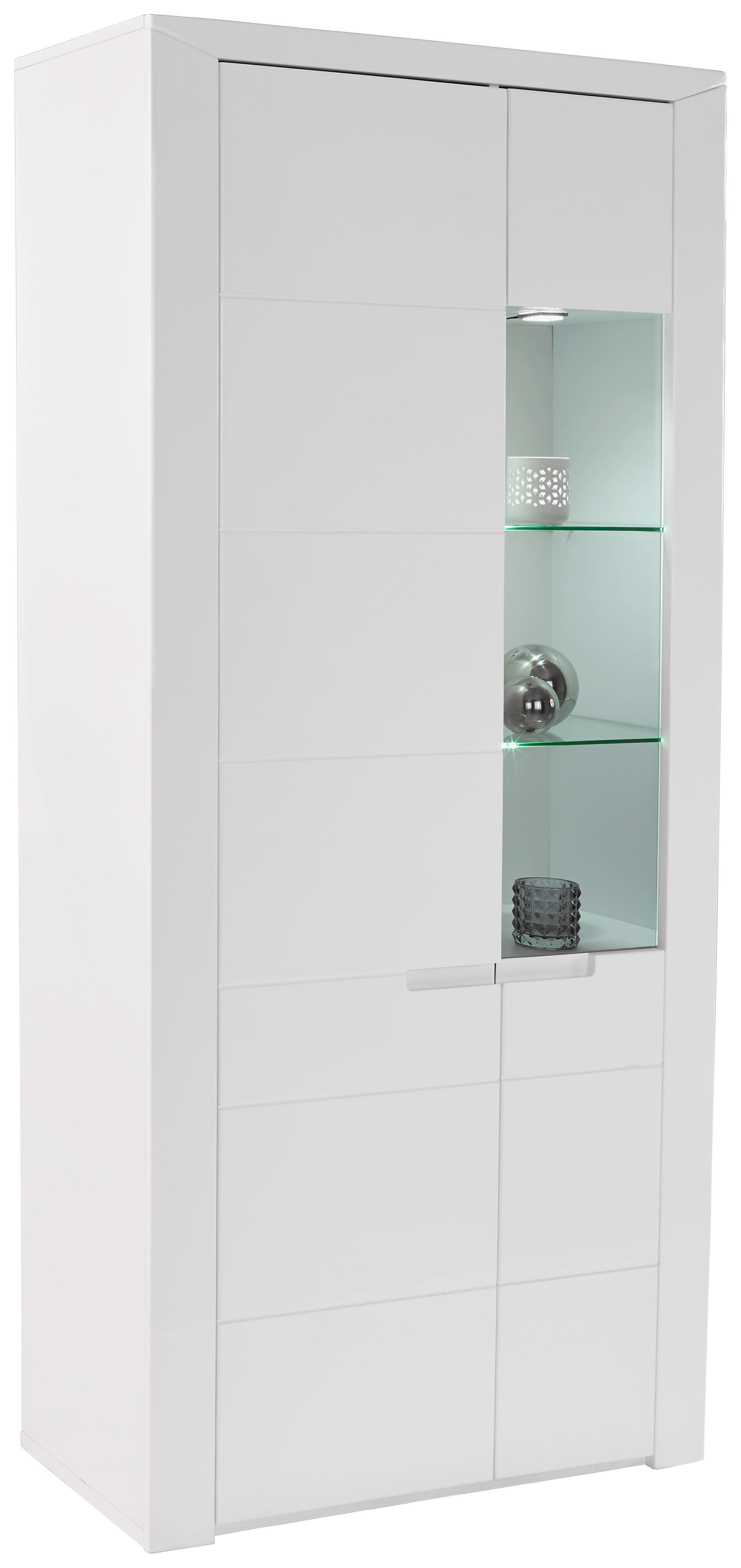 Vitrine Bree - Weiß/Grau, MODERN, Glas/Holzwerkstoff (95/202/38cm)