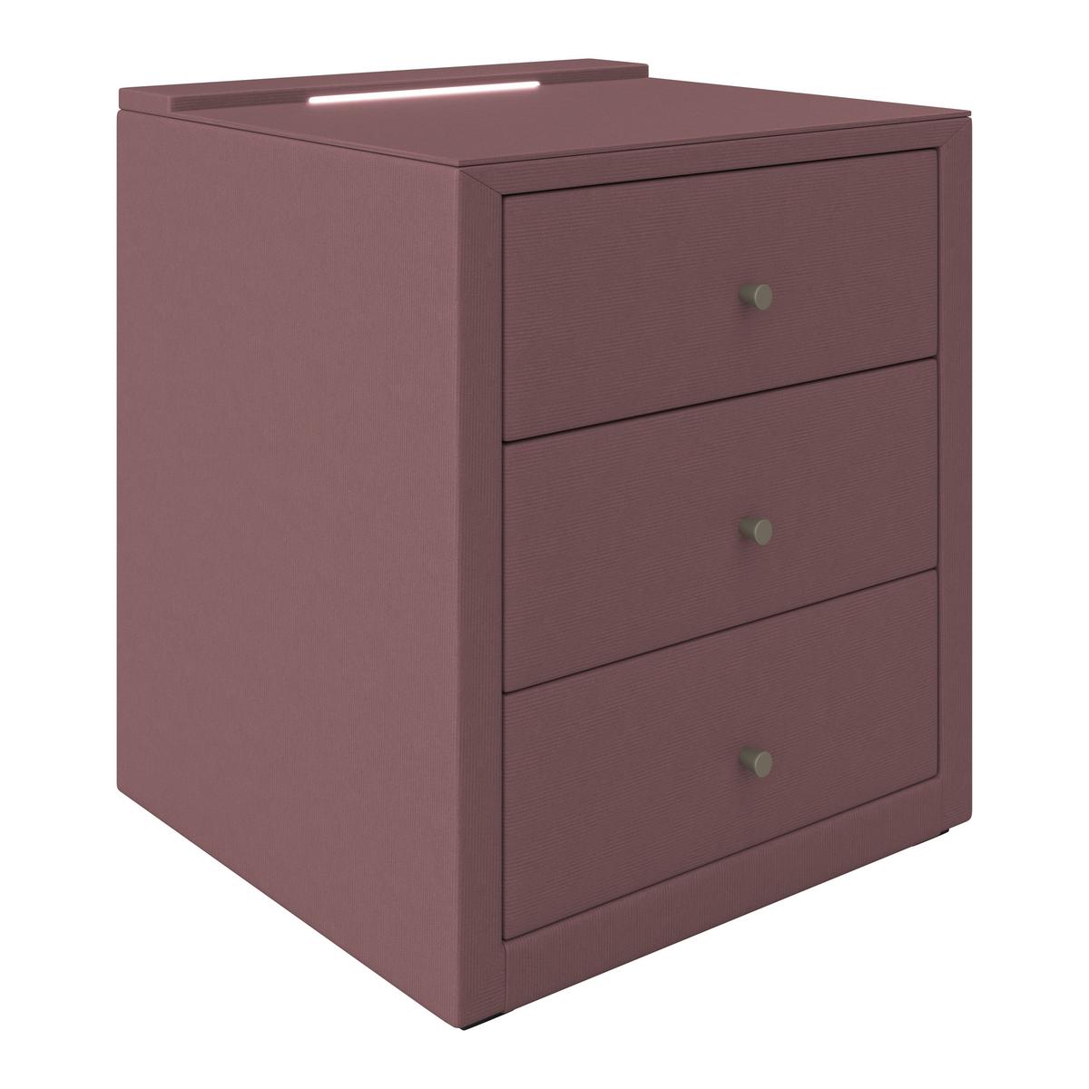 Nachtkästchen Josie - Schwarz/Rosa, MODERN, Glas/Holzwerkstoff (48/56/45,5cm)