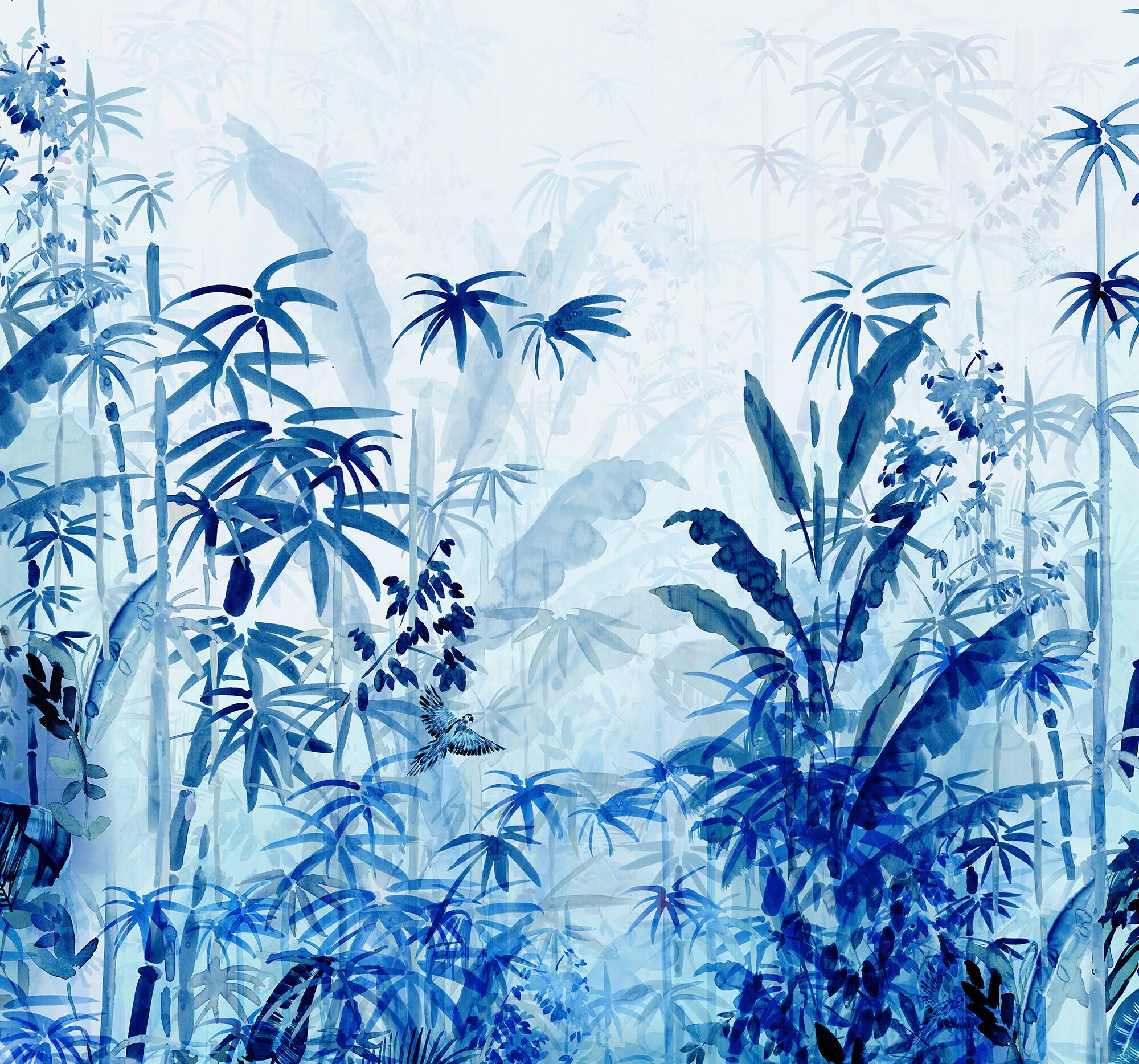 Fototapete R3-035 Blue Jungle - Blau/Weiß, Trend (300/280cm)