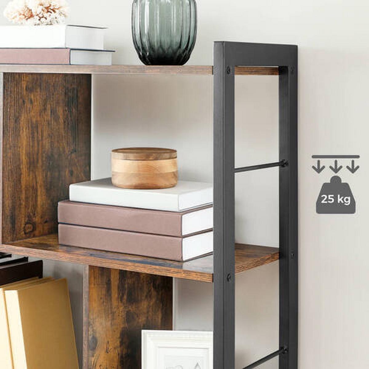 Nástenná knižnica IRON - hnedá/čierna, Basics, kov/kompozitné drevo (74/154,5/30cm) - Boxxx