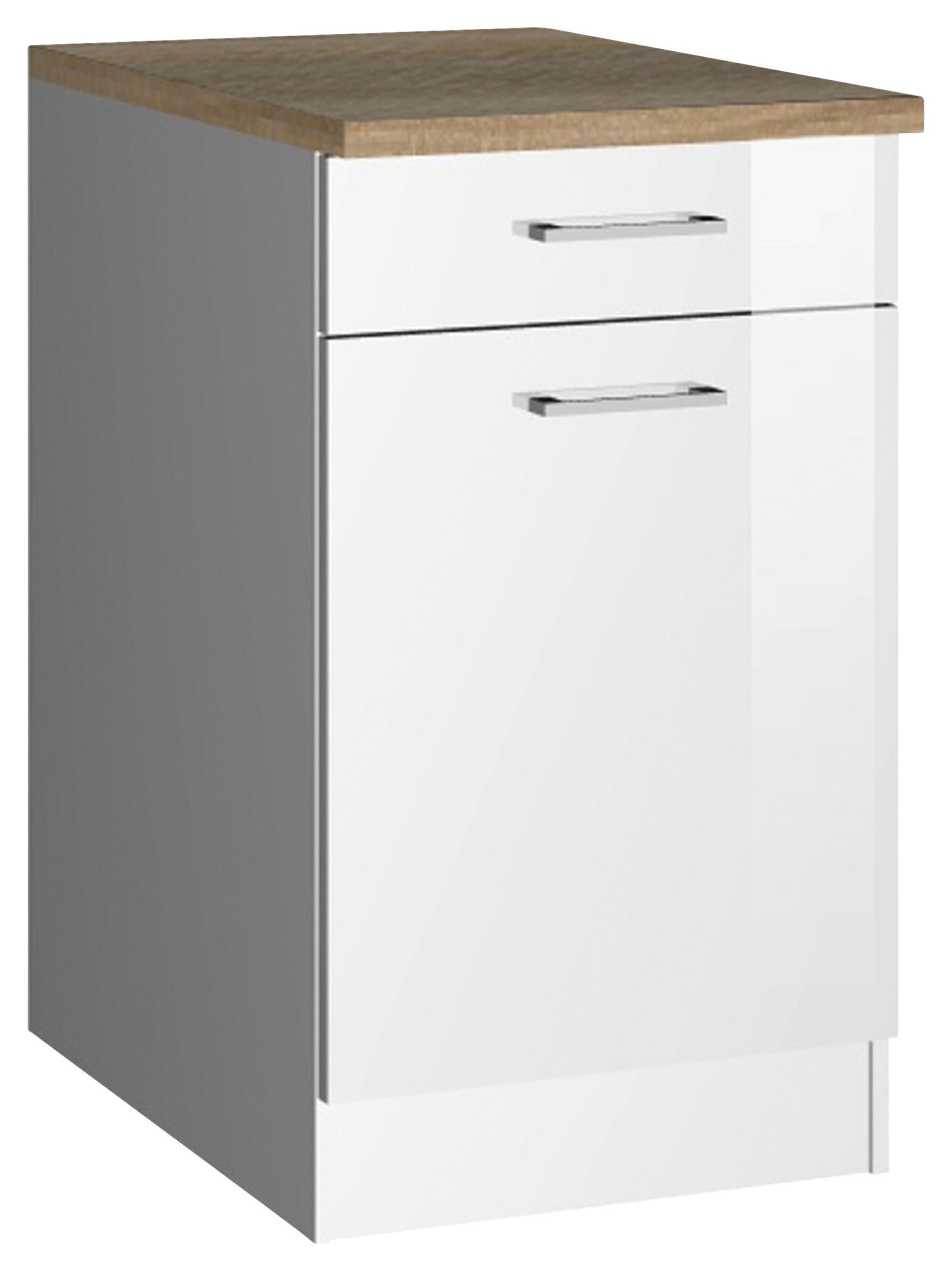 Küchenunterschrank Mailand Weiß B: 50 Cm - Weiß Hochglanz/Weiß, MODERN, Holzwerkstoff (50/85/60cm) - Held