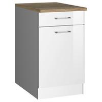 Küchenunterschrank Mailand Weiß B: 50 cm - Weiß Hochglanz/Weiß, MODERN, Holzwerkstoff (50/85/60cm) - Held