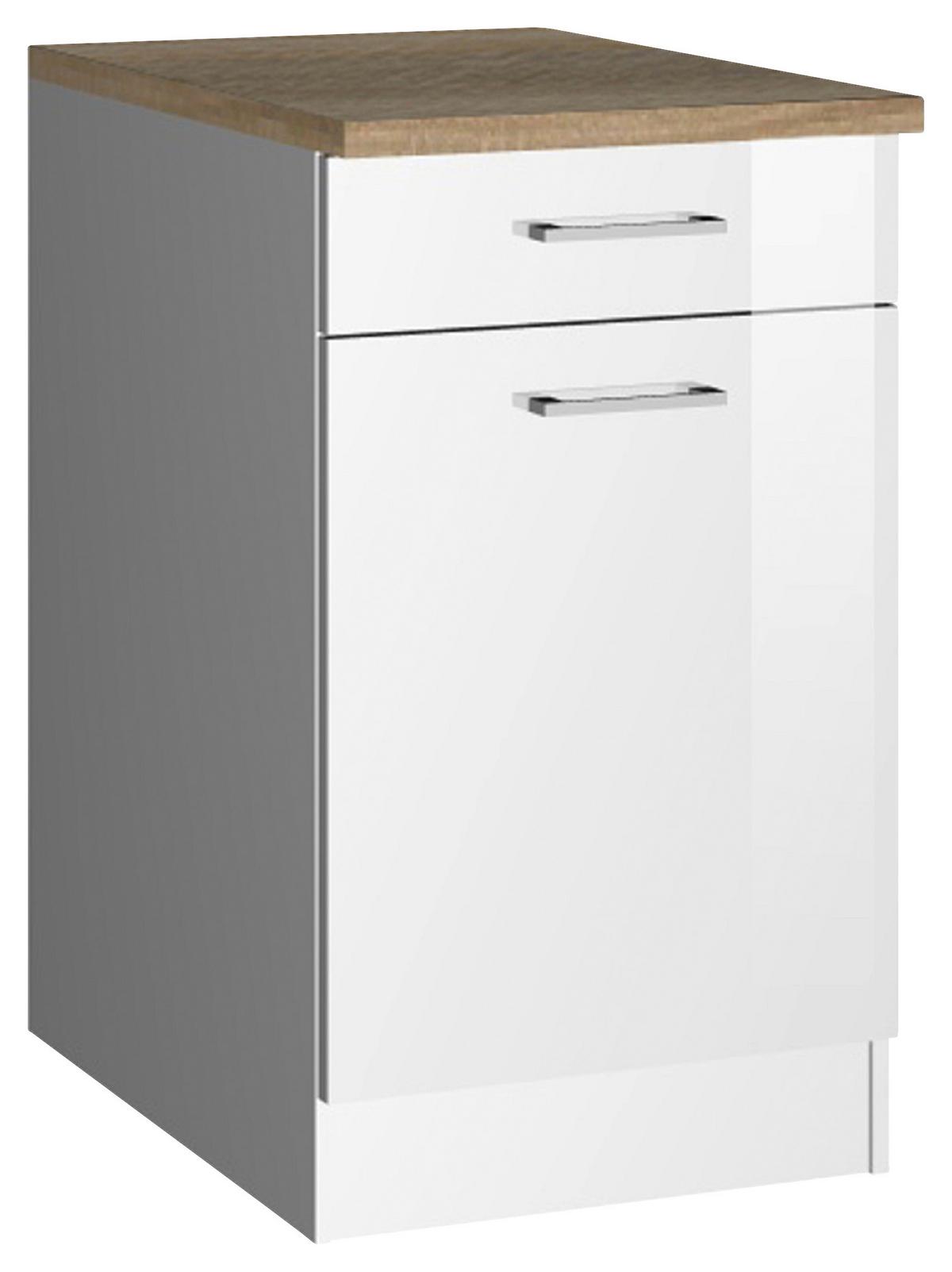 Küchenunterschrank Mailand Weiß B: 50 cm - Weiß Hochglanz/Weiß, MODERN, Holzwerkstoff (50/85/60cm) - Held