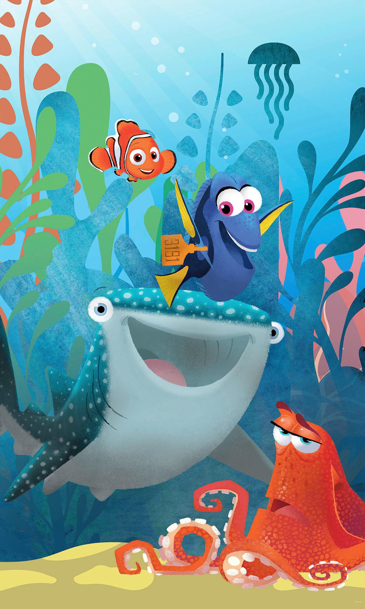 Fototapete Finding Dory Aquarell - Blau, Trend, Textil (150/250cm)