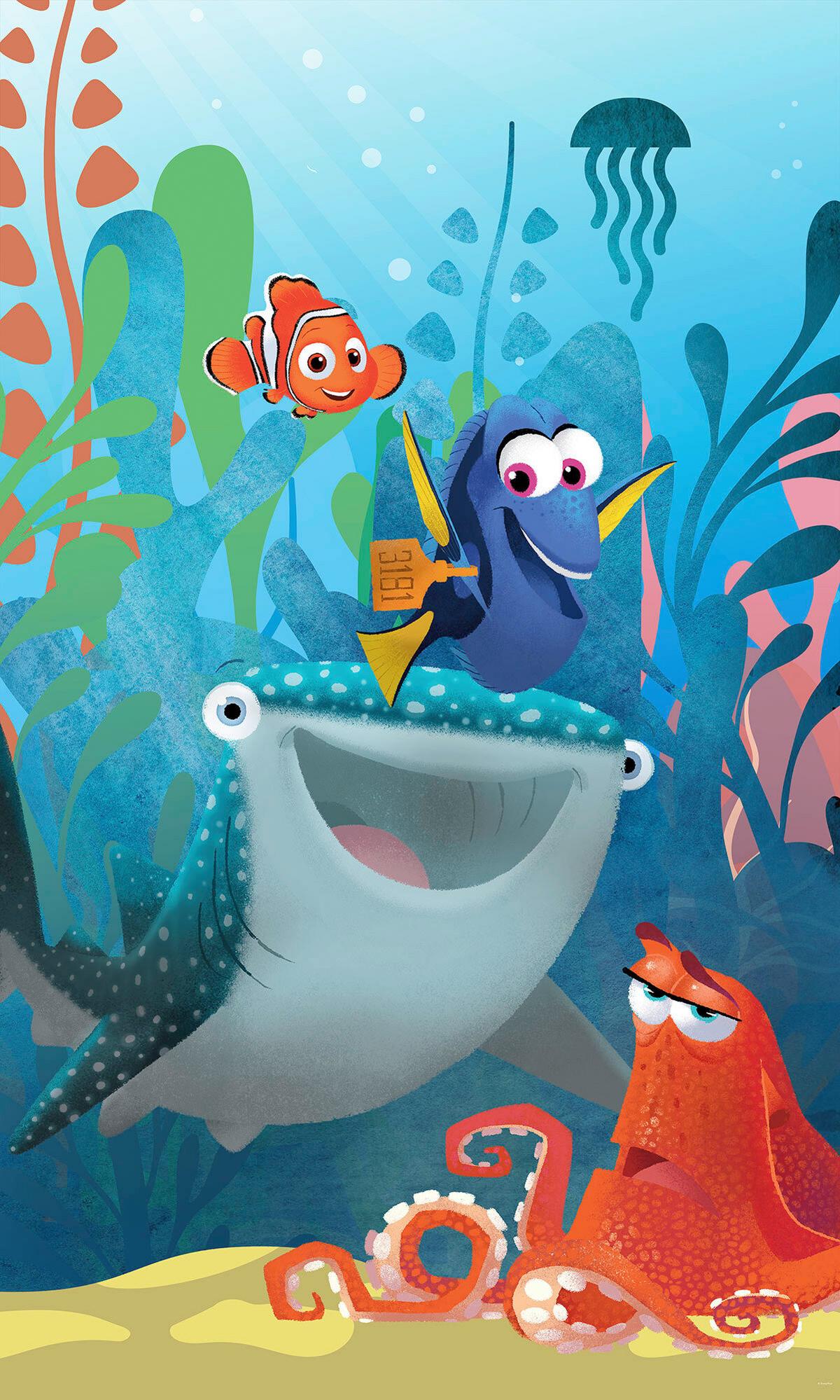 Fototapete Finding Dory Aquarell - Blau, Trend, Textil (150/250cm)