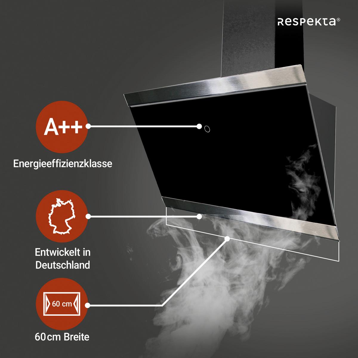 Kopffreihaube Respekta Skala Metall/Glas Schwarz B: 59,5 cm - Schwarz, Trend, Glas/Metall (59,5/74,2-109,2/38,5cm) - Respekta