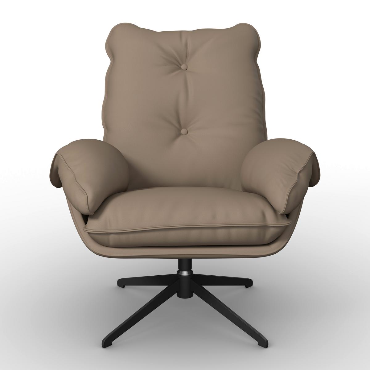 Relaxační křeslo ANDREA, světle hnědá, s taburetem - černá/světle hnědá, Moderní, kov/dřevo (82/105/80cm) - Bessagi Home