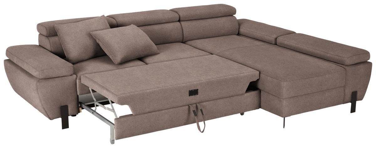 Rohová sedačka MILNA, pravá, šedohnědá - černá/šedohnědá, Moderní, kov/dřevo (277/189cm) - Mömax
