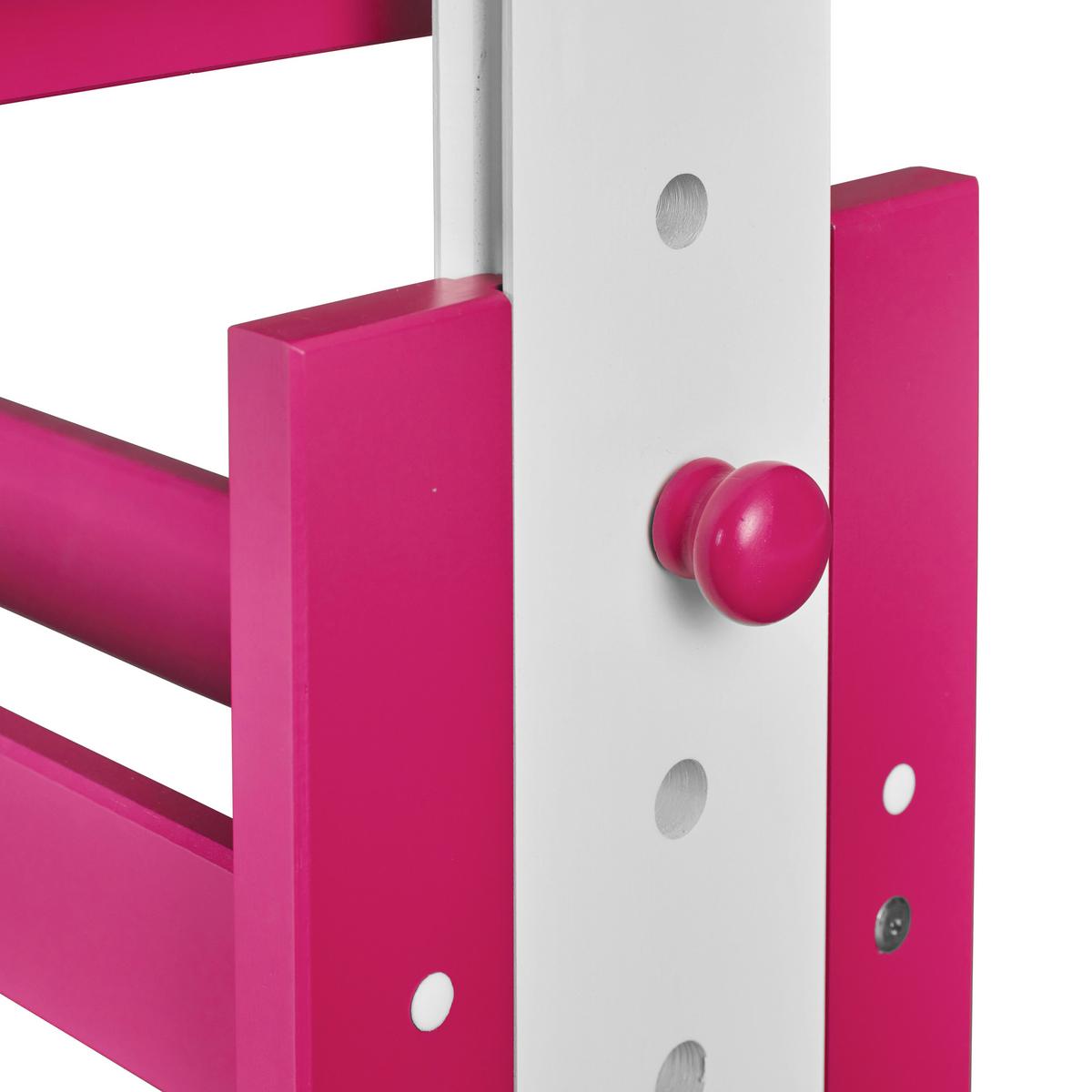 Ifjúsági Íróasztal Pijii - pink/rózsaszín, Basics, faalapú anyag/fa (109/55/62-96cm) - MID.YOU