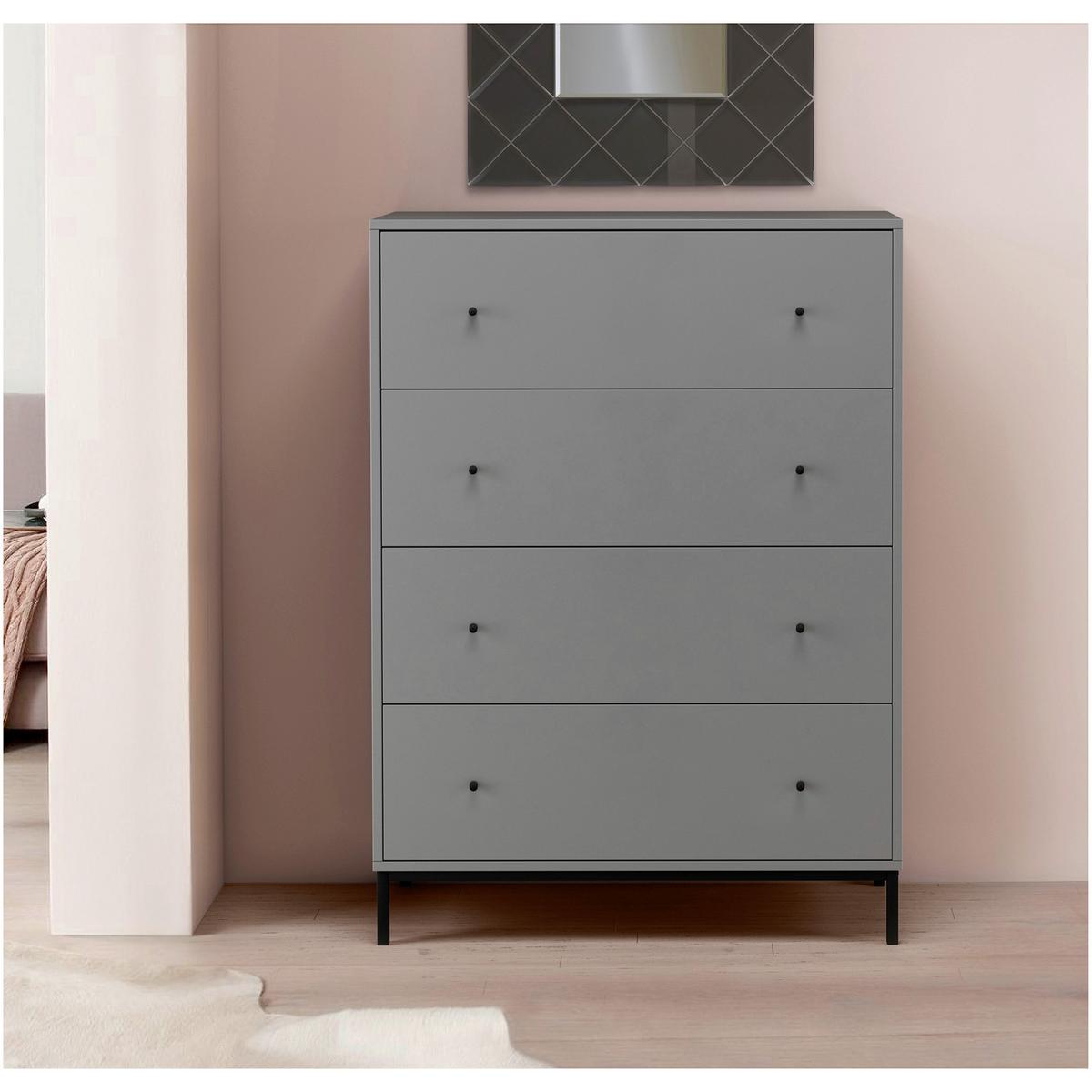 Kommode Celine Grau B: 80cm - Schwarz/Grau, Design, Holzwerkstoff/Metall (80/110/35cm) - MID.YOU