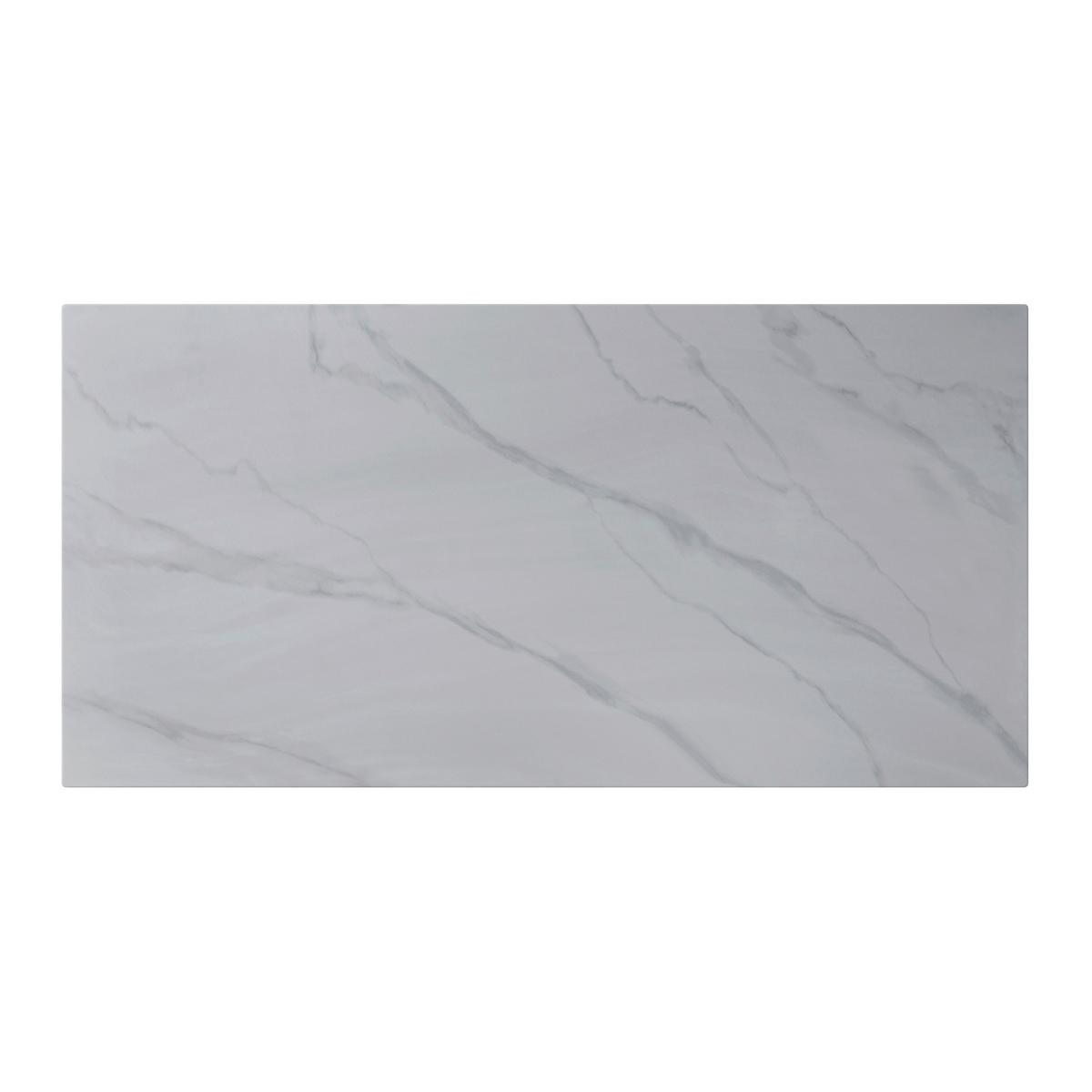 Jídelní stůl Livan bílý s rovnou hranou - bílá/černá, Moderní, kov/kámen (180/90/76cm) - Bessagi Home