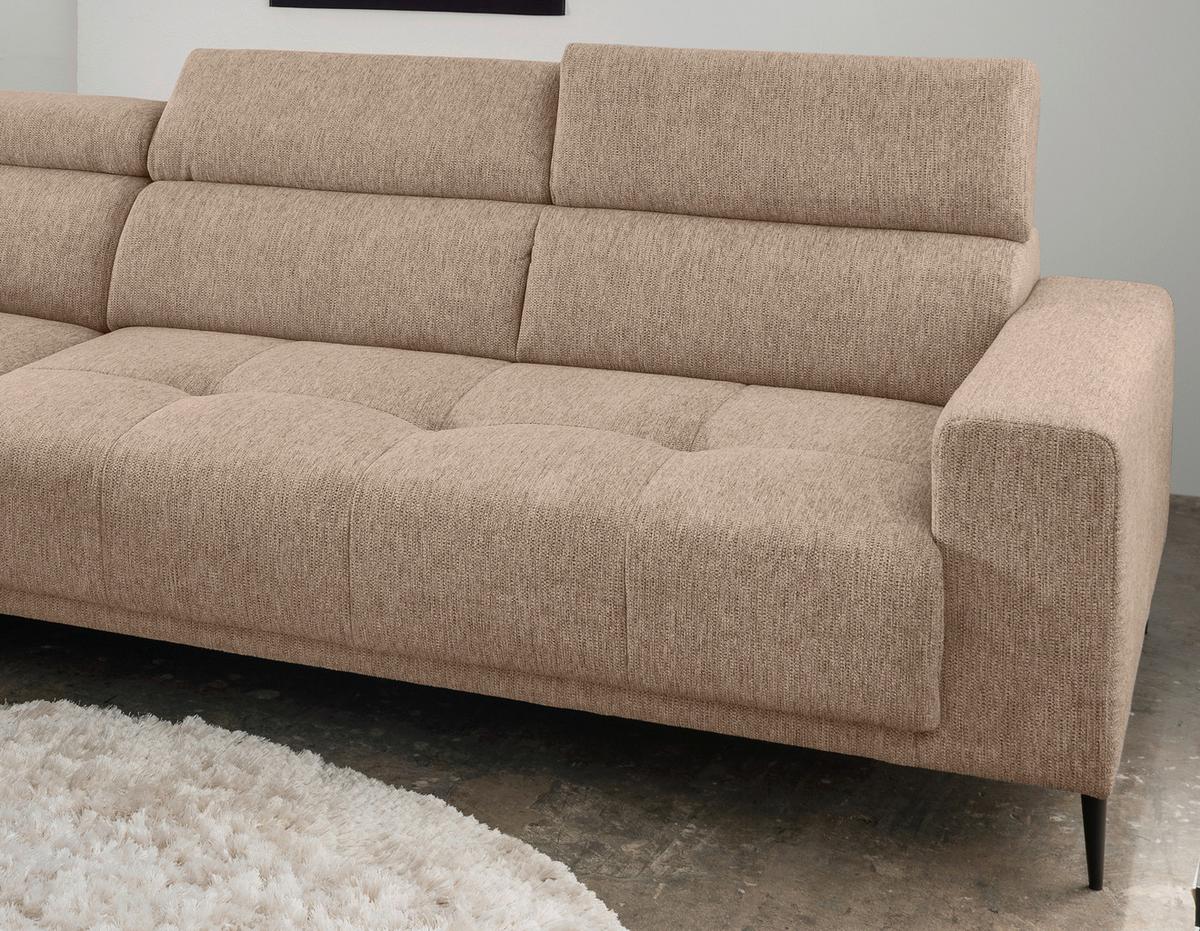 Ecksoga Intera Hellbraun S: 188x276 Cm - Hellbraun/Schwarz, KONVENTIONELL, Textil (188/276cm) - Livetastic