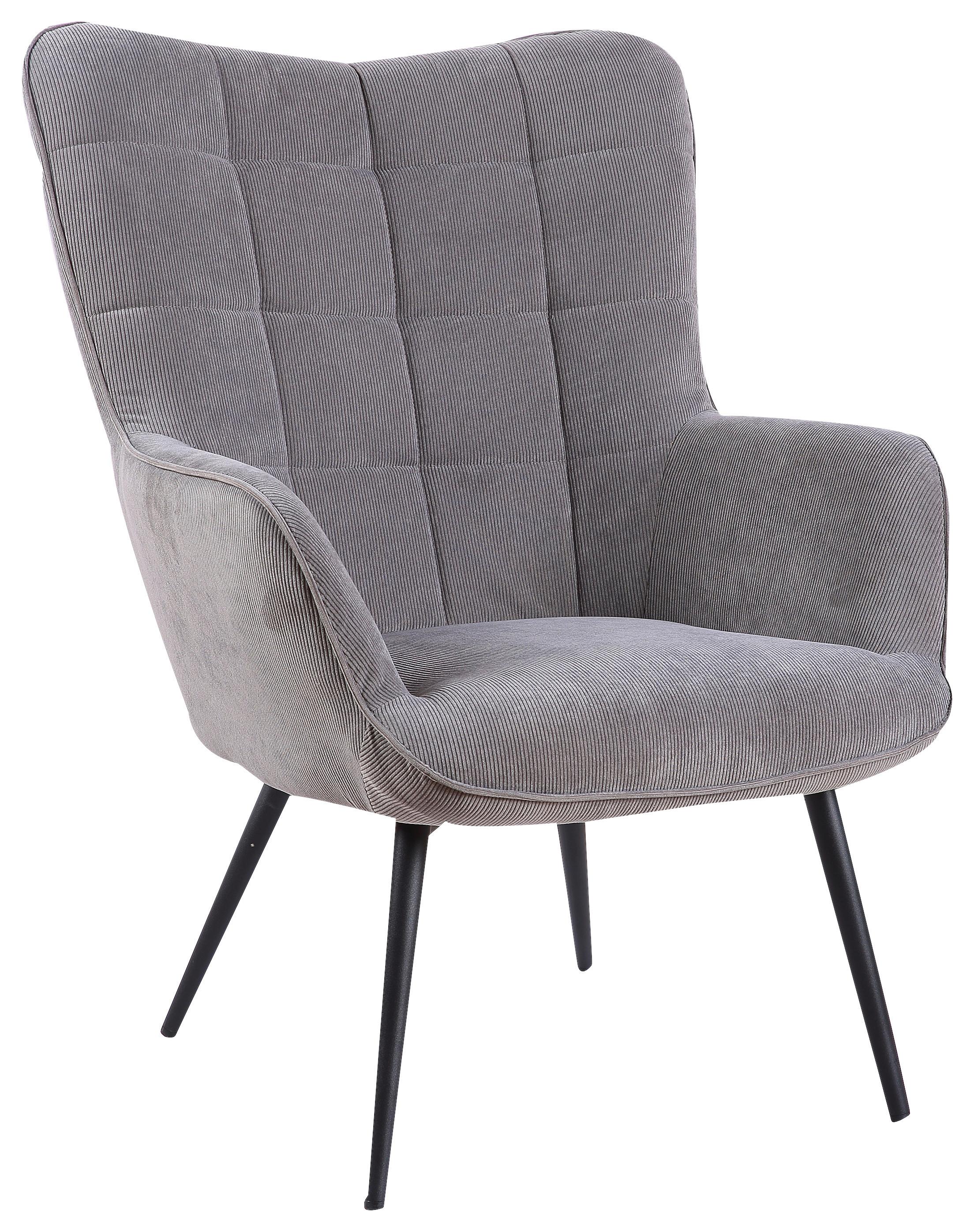 Polstersessel Mit Armlehnen Uta Textil Grau/schwarz - Schwarz/Grau, MODERN, Holzwerkstoff/Textil (72/97/80cm) - MID.YOU