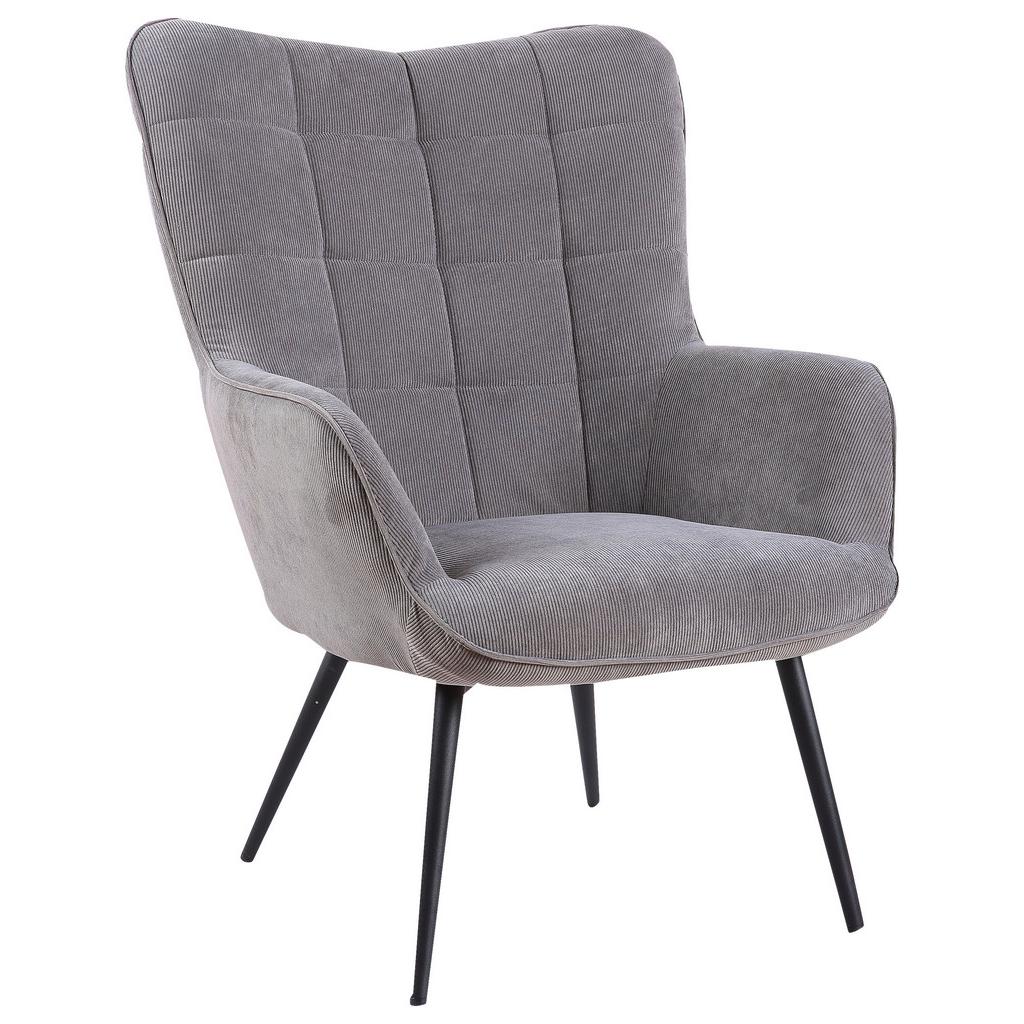 Polstersessel Mit Armlehnen Uta Textil Grau/schwarz