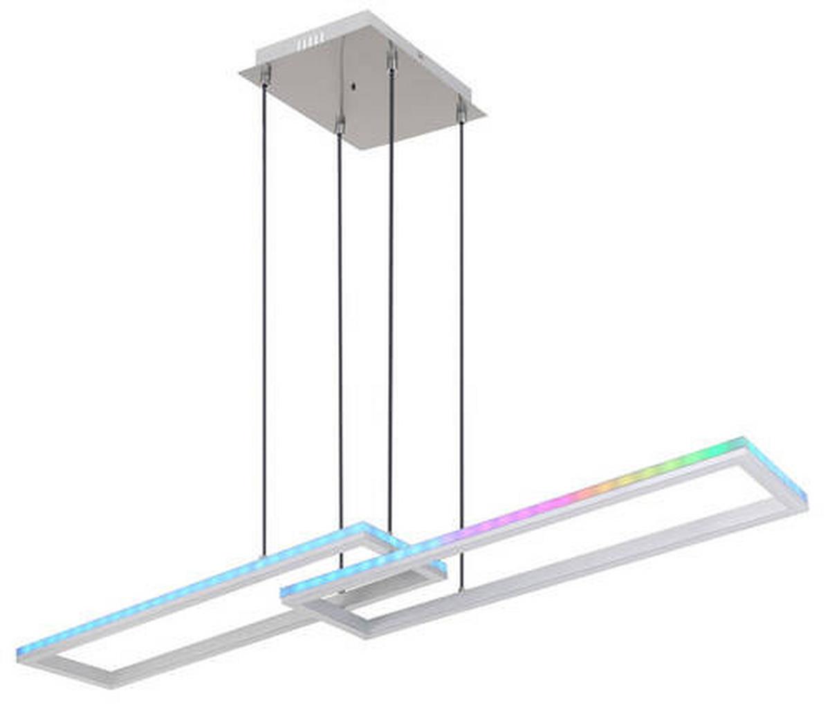 LED-Hängeleuchte 67209-45h - Silberfarben/Opal, Trend, Kunststoff/Metall (119,5/25,5/120cm) - Globo