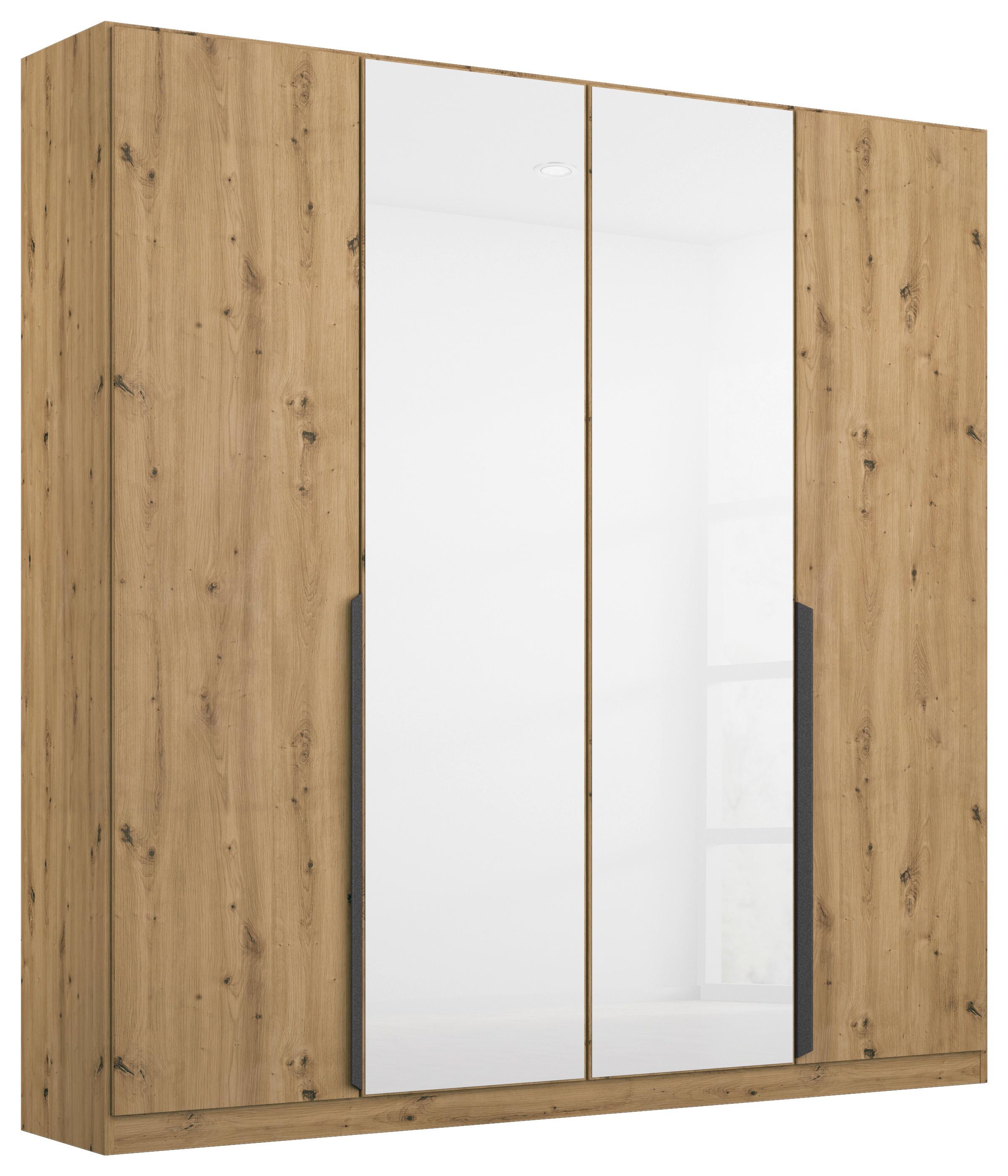 Drehtürenschrank Artemis B: 181 cm Weiß/Eiche Dekor - Weiß/Eiche Artisan, MODERN, Glas/Holzwerkstoff (181/210/54cm) - Rauch Möbel