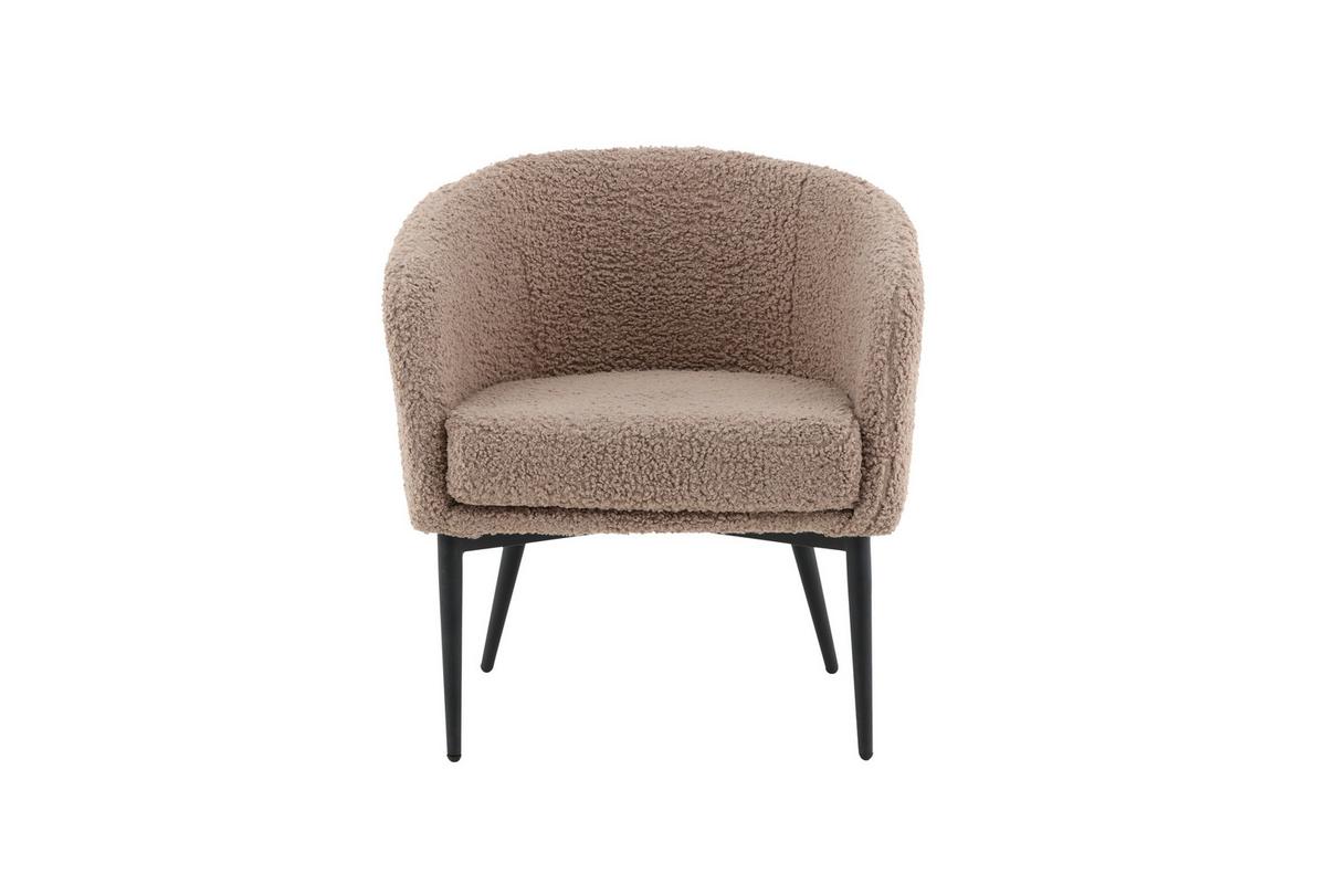Sessel Fluffy - Braun, Design, Textil/Metall (83/70/64cm) - Livetastic