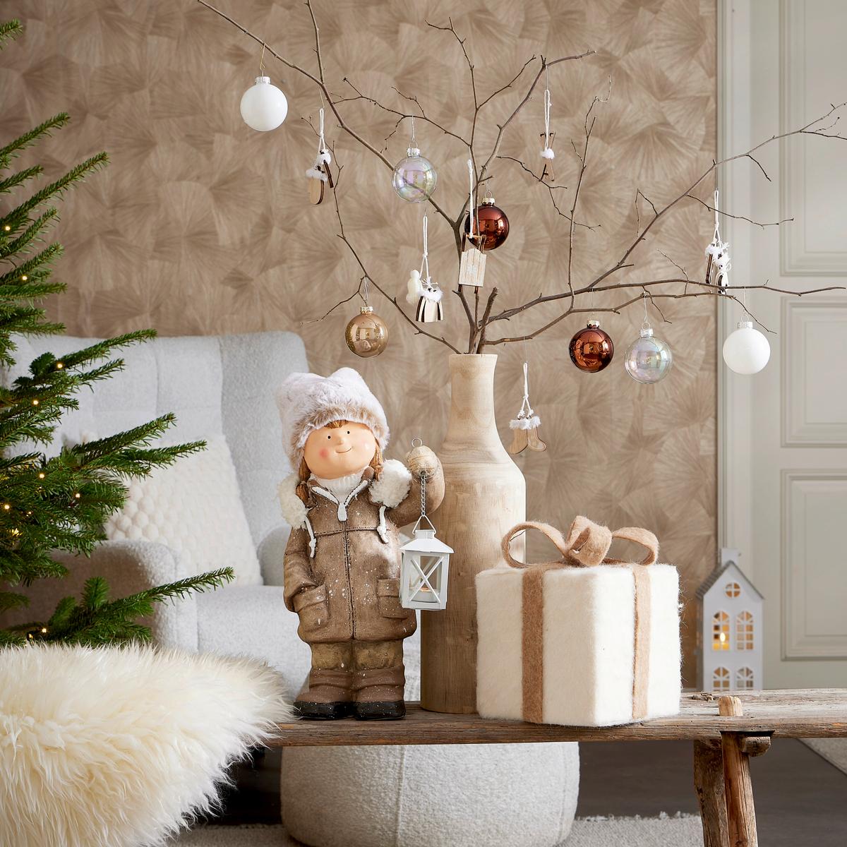 Christbaumkugel-Set Leni - Perlmutt/Braun, Basics, Glas (15/18cm)