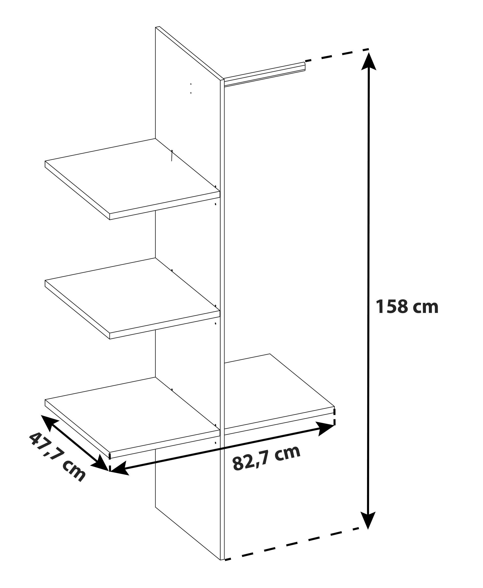 Inneneinteilung Kleiderschrank Sizilia Weiß mit Einlegeböden - Weiß, MODERN, Holzwerkstoff (82,7/158/47,7cm)