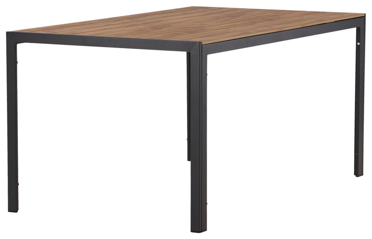 Gartentisch Break Aluminium L: 150cm - Schwarz/Naturfarben, KONVENTIONELL, Holz/Metall (150/90/75cm) - Gardenson