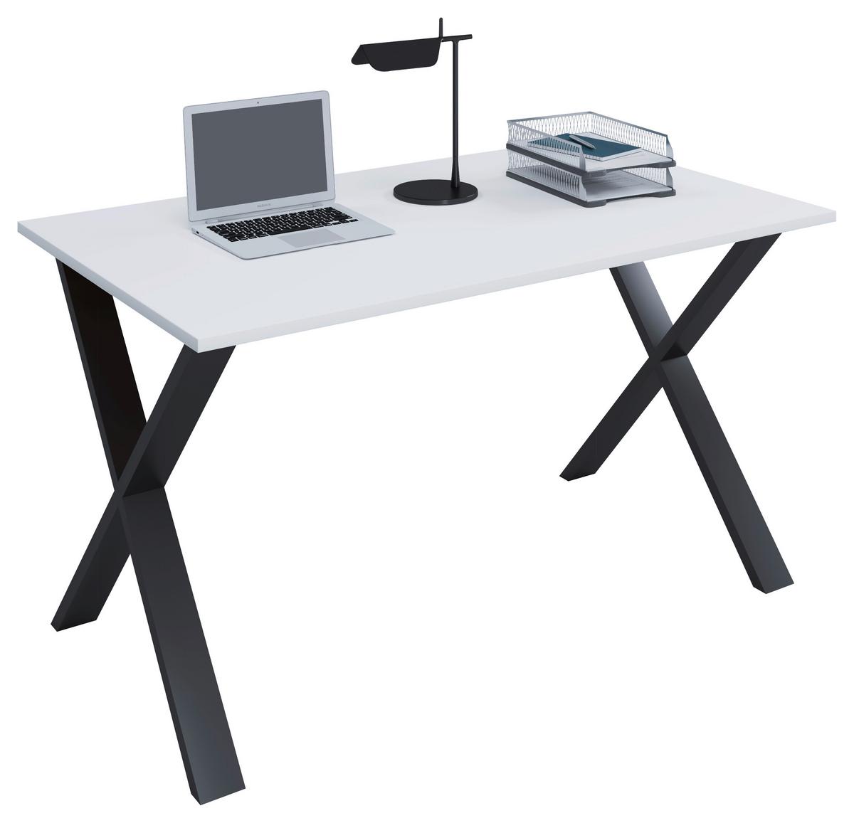 Schreibtisch Lona Weiß/Schwarz B: 50 cm - Schwarz/Weiß, MODERN, Holzwerkstoff/Metall (140/50/76cm) - MID.YOU