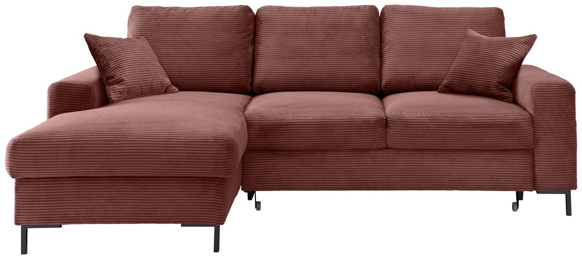 Eckschlafsofa Zona, Koralle S: 143x237 Cm - Koralle/Schwarz, KONVENTIONELL, Textil (143/237cm) - Livetastic