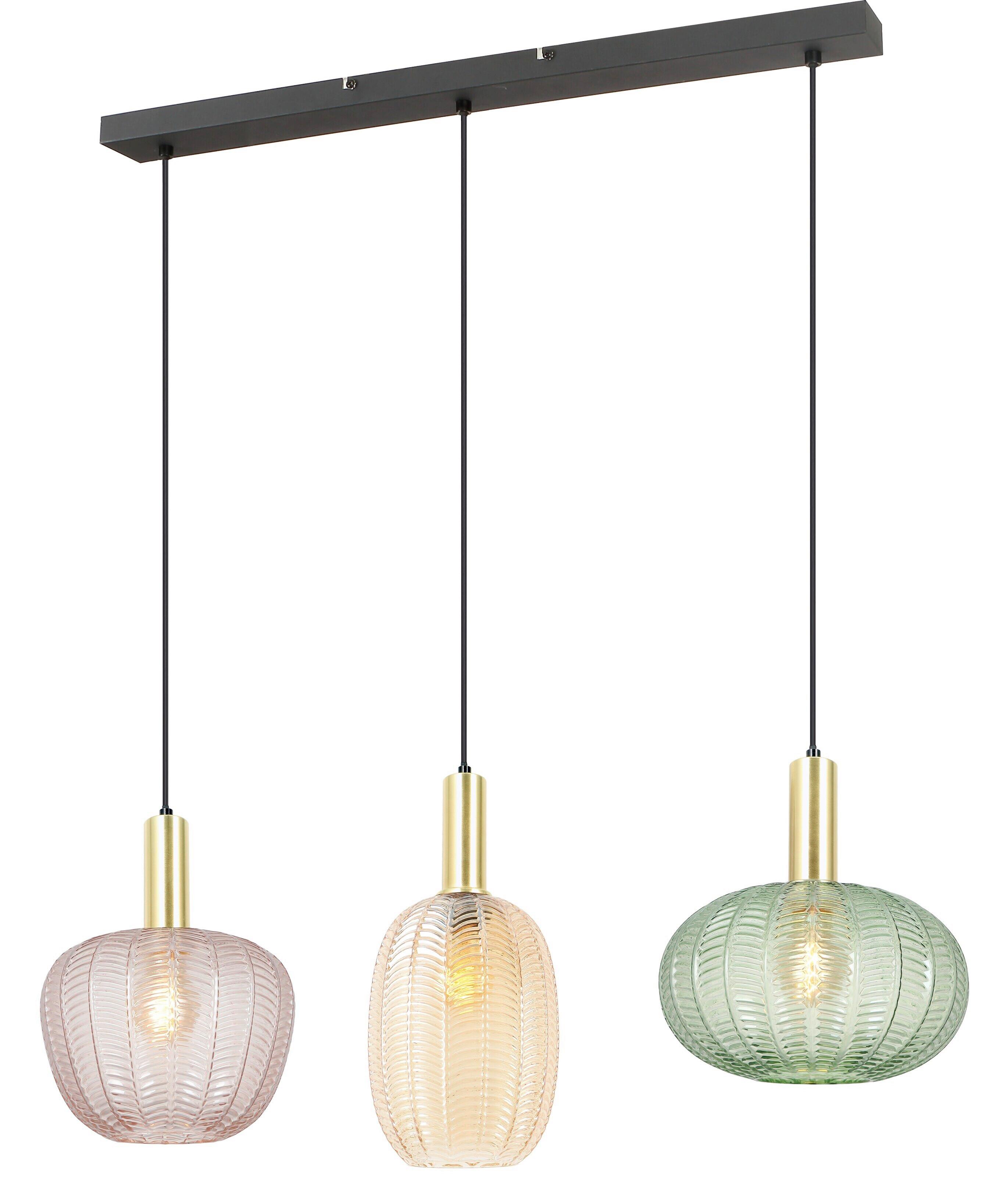 Hängeleuchte Bunti - Pink/Goldfarben, MODERN, Glas/Metall (98.5/26/120cm)