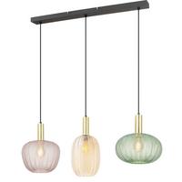 Hängeleuchte Bunti - Pink/Goldfarben, MODERN, Glas/Metall (98.5/26/120cm)