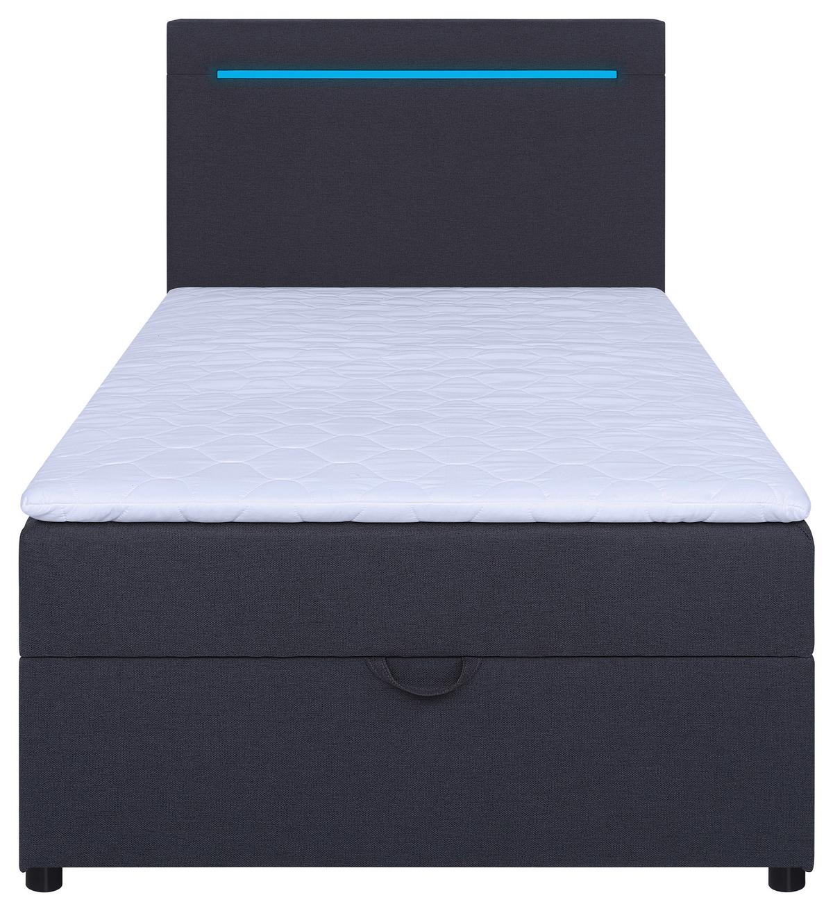 Boxbett 100 Led 100x200 Anthrazit - Anthrazit/Schwarz, MODERN, Holzwerkstoff/Textil (100/200cm) - MID.YOU