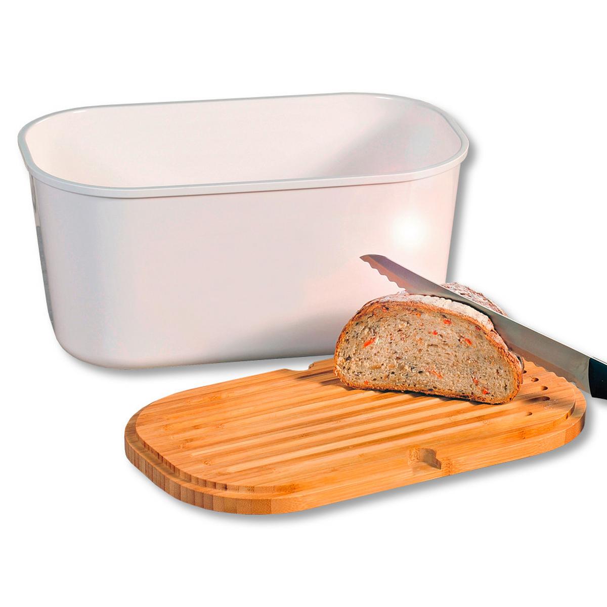 Brotkasten Naturfarben/Weiß B: 37 cm - Weiß/Naturfarben, Basics, Holz/Kunststoff (37/21/18.2cm) - Kesper