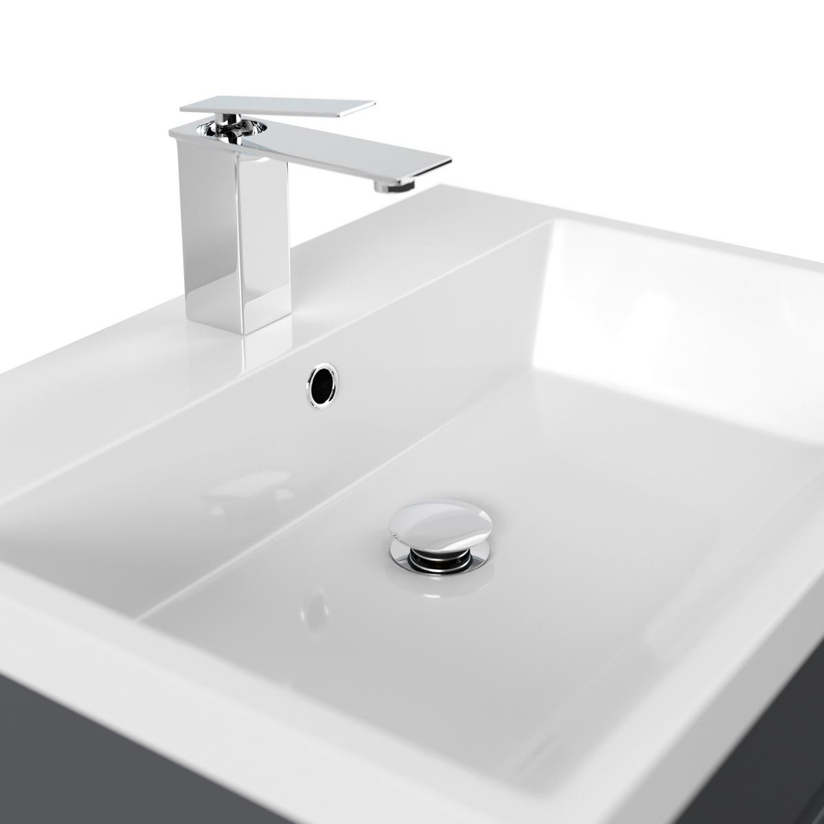 WASCHTISCHKOMBI Fellini, Graphitfarben B: 60cm - Graphitfarben/Weiß, Basics, Holzwerkstoff/Stein (60cm) - MID.YOU