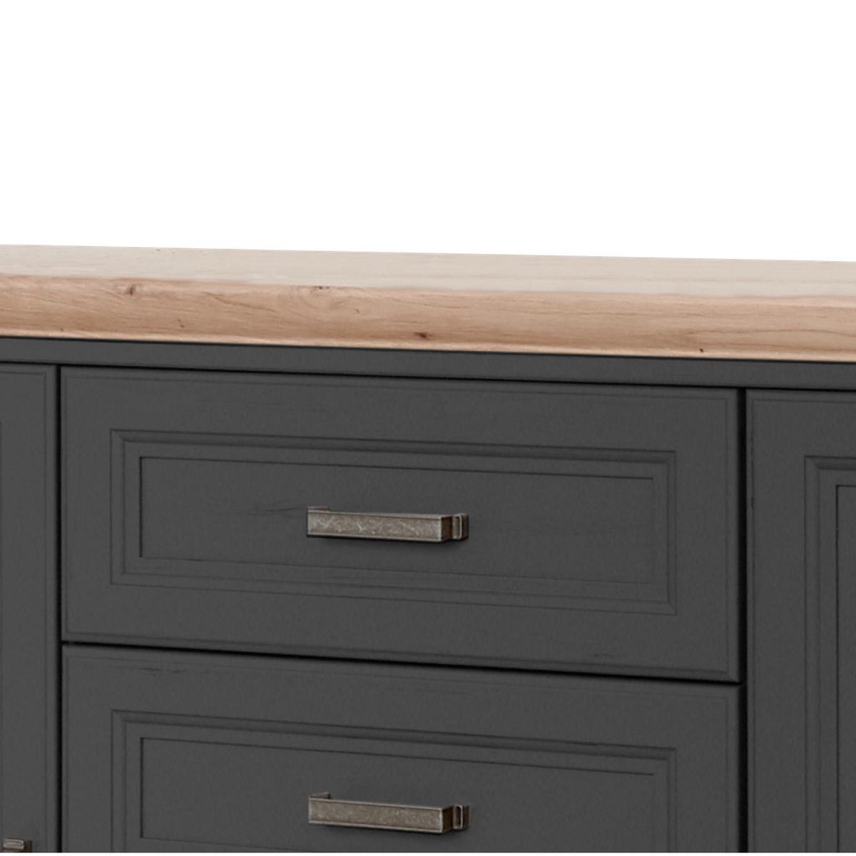 Kommode 164 cm Jasmin II Graphitfarben/Eiche Artisan - Schwarz/Graphitfarben, LIFESTYLE, Holzwerkstoff (164/90/41cm)